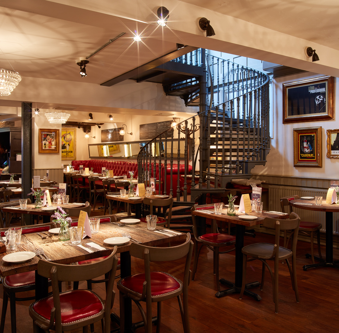 First Floor Dining Room at Bistrot Pierre Derby, featuring rustic decor for events.