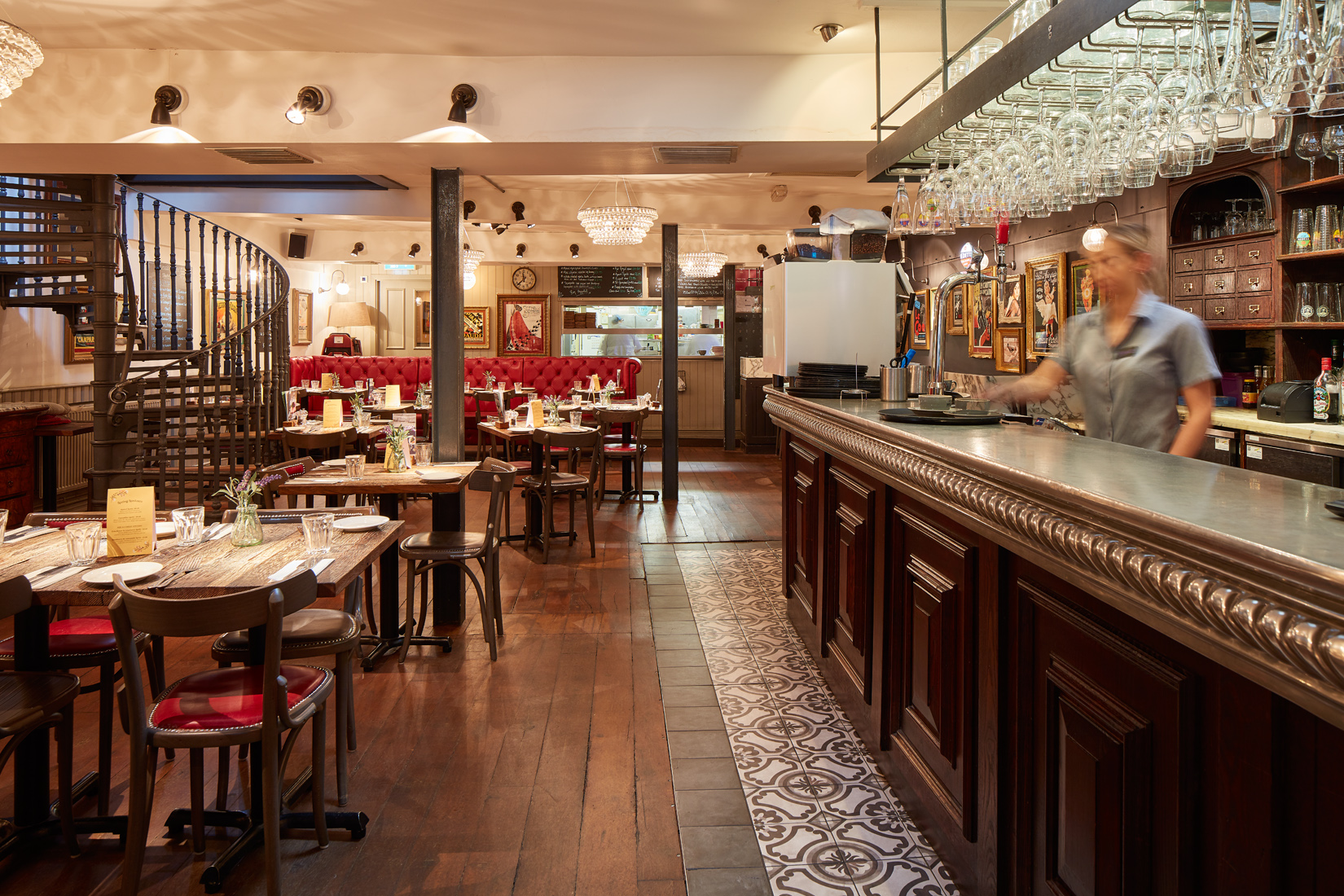 First Floor Dining Room at Bistrot Pierre Derby, elegant decor for intimate gatherings.