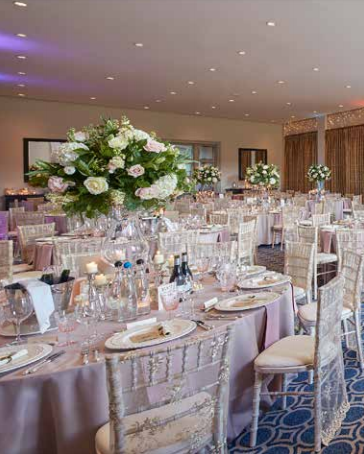 Elegant banquet setting in The Kerry Suite, Bowood Hotel for weddings and upscale events.