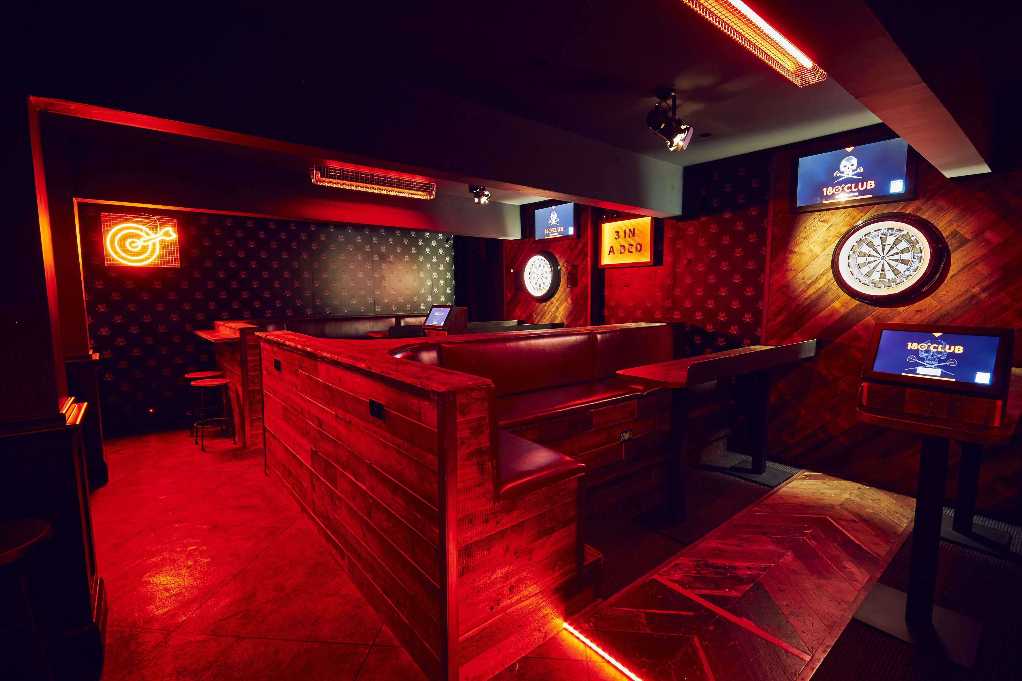 Darts Space at 180 Club: stylish venue with dartboards for corporate events and parties.