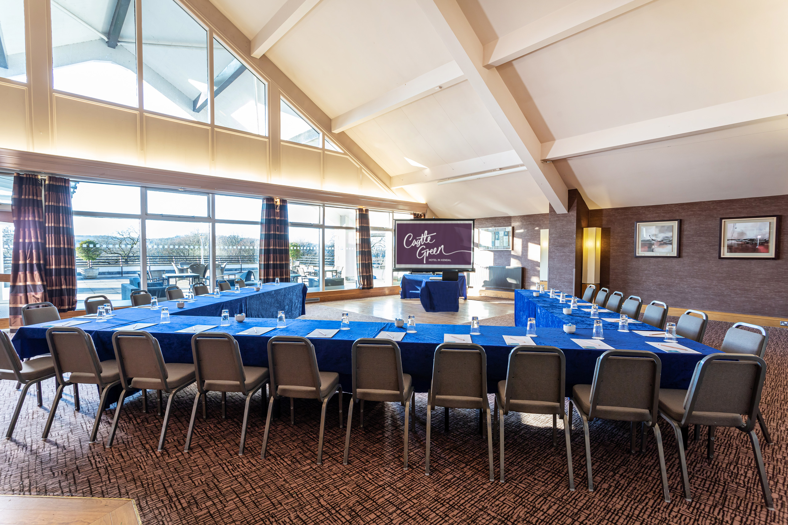 Kendal Suite at Castle Green Hotel, U-shaped meeting room for corporate events.