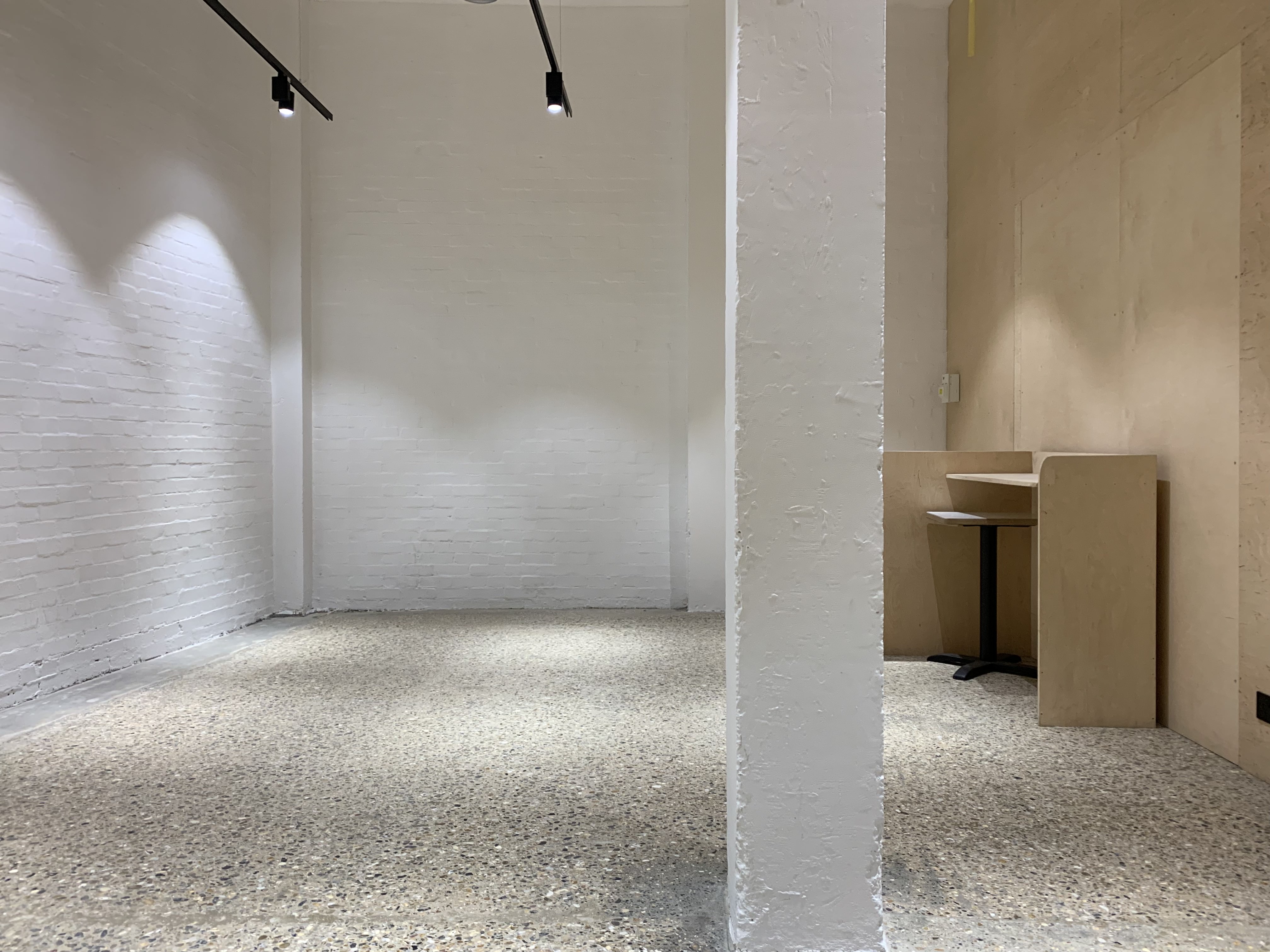 Minimalist event space Pod 16 in The Factory Dalston, perfect for workshops and gatherings.