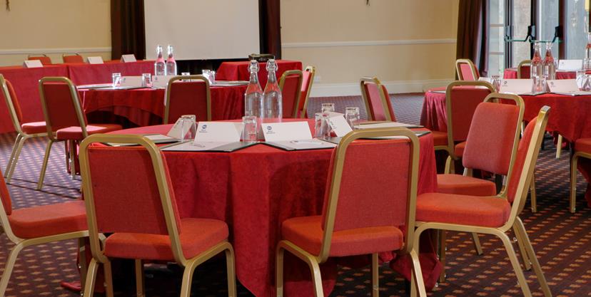 Bristol Suite at The Gables Hotel: round tables for workshops and conferences.
