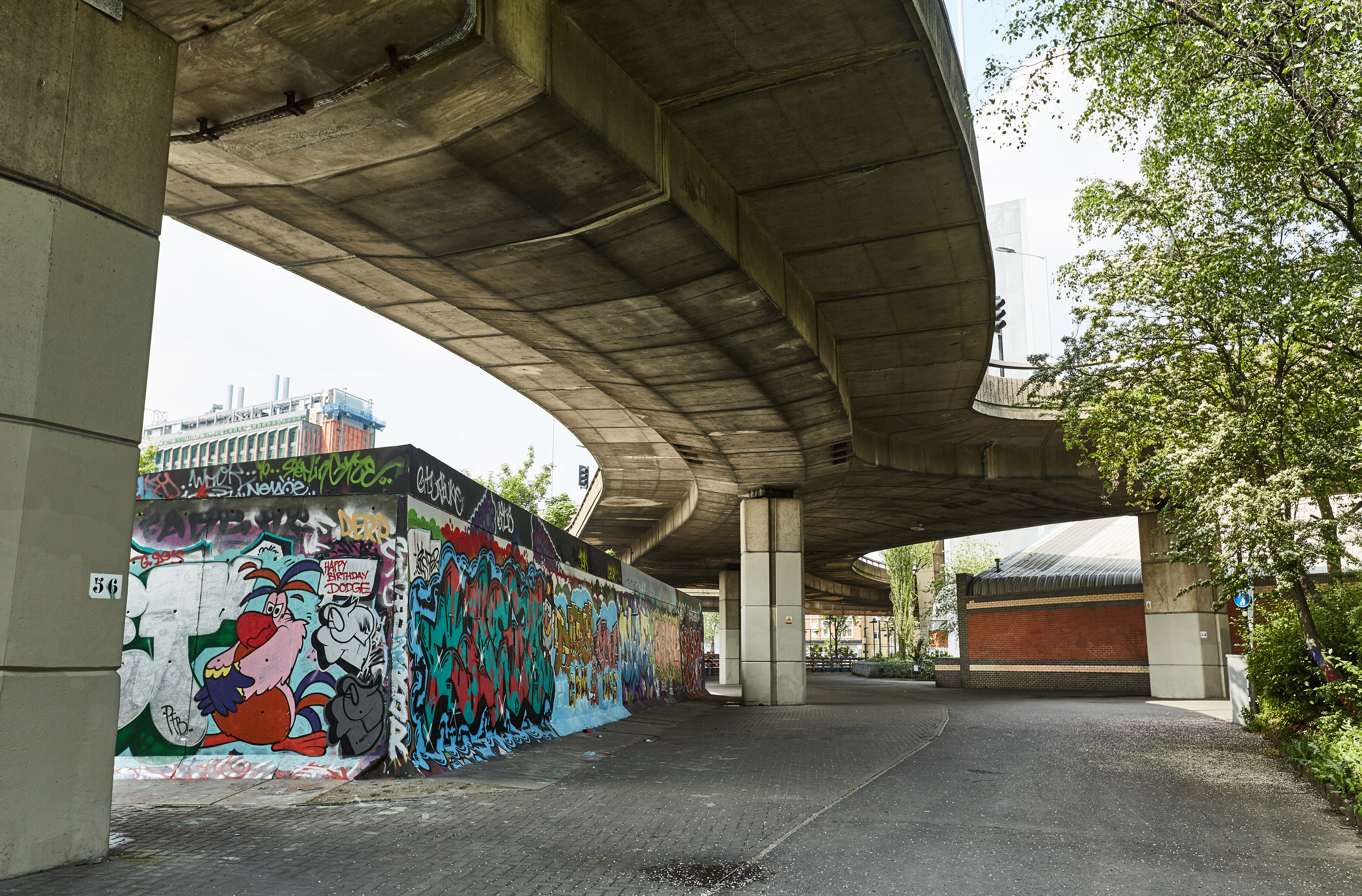 Urban Westway Sports & Fitness Centre with graffiti wall for creative events and photos.