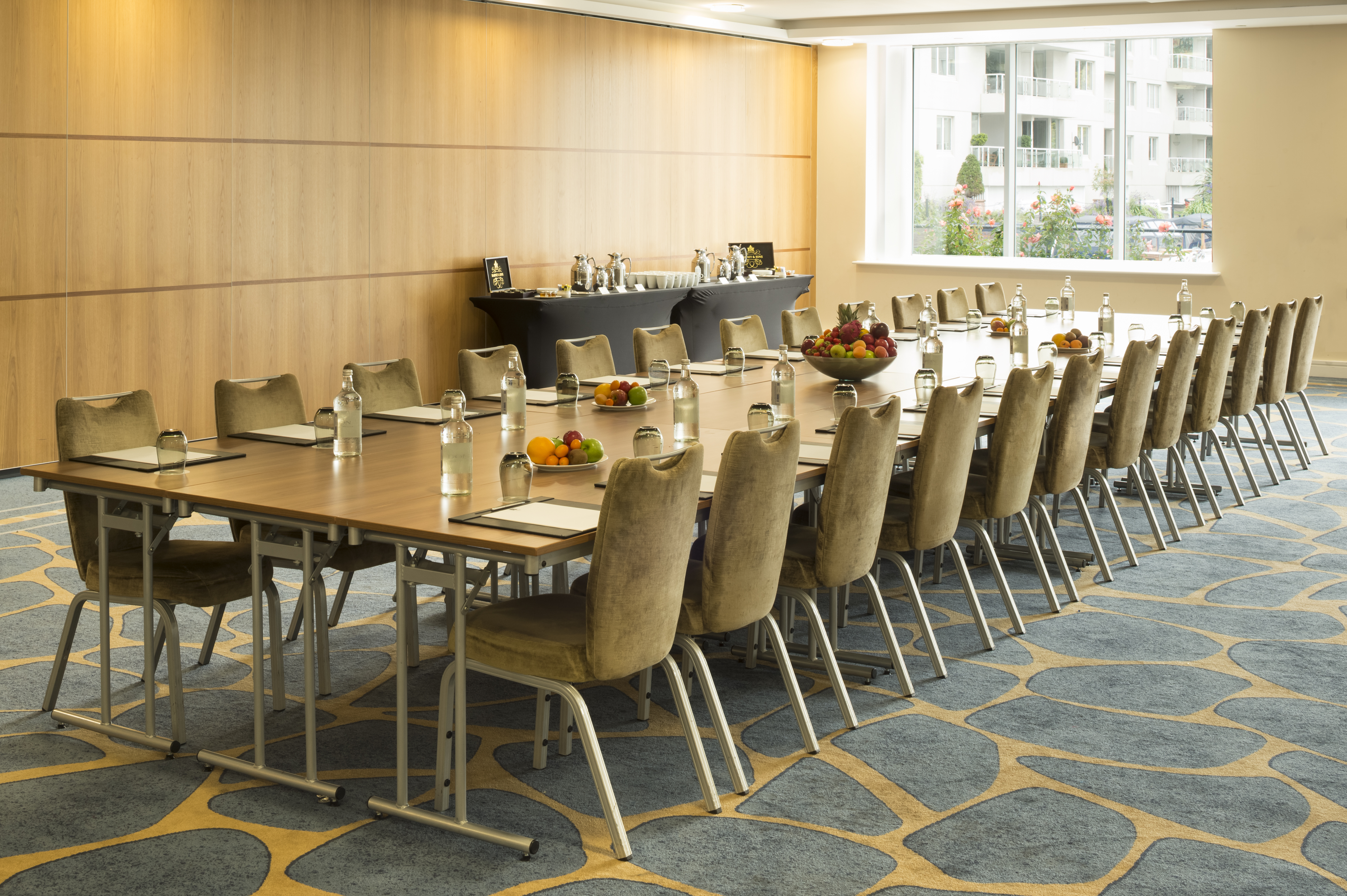 Grand Room 2 at Chelsea Harbour Hotel, ideal for corporate meetings with natural light.