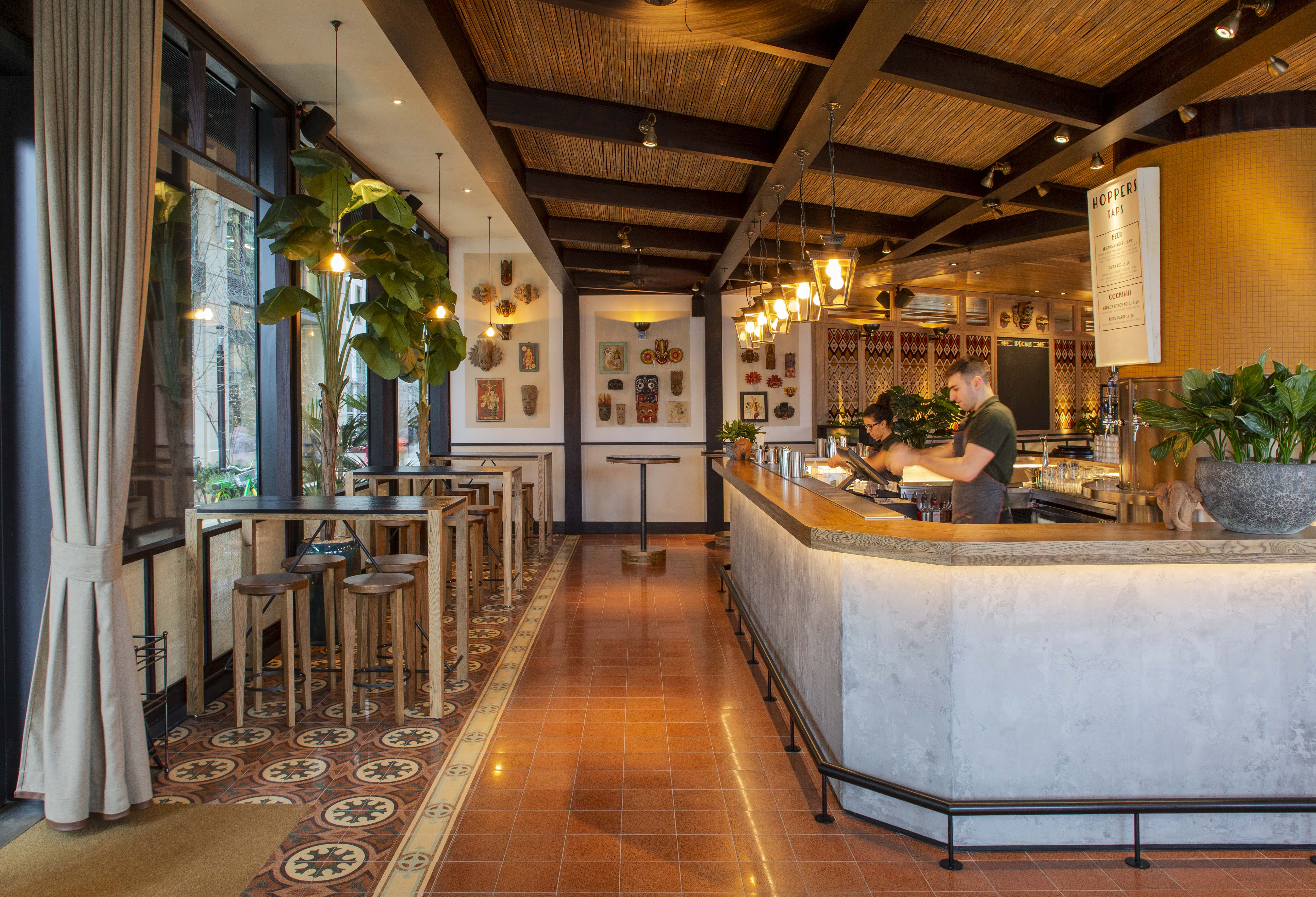 Stylish bar in Hoppers King's Cross, perfect for networking events and gatherings.