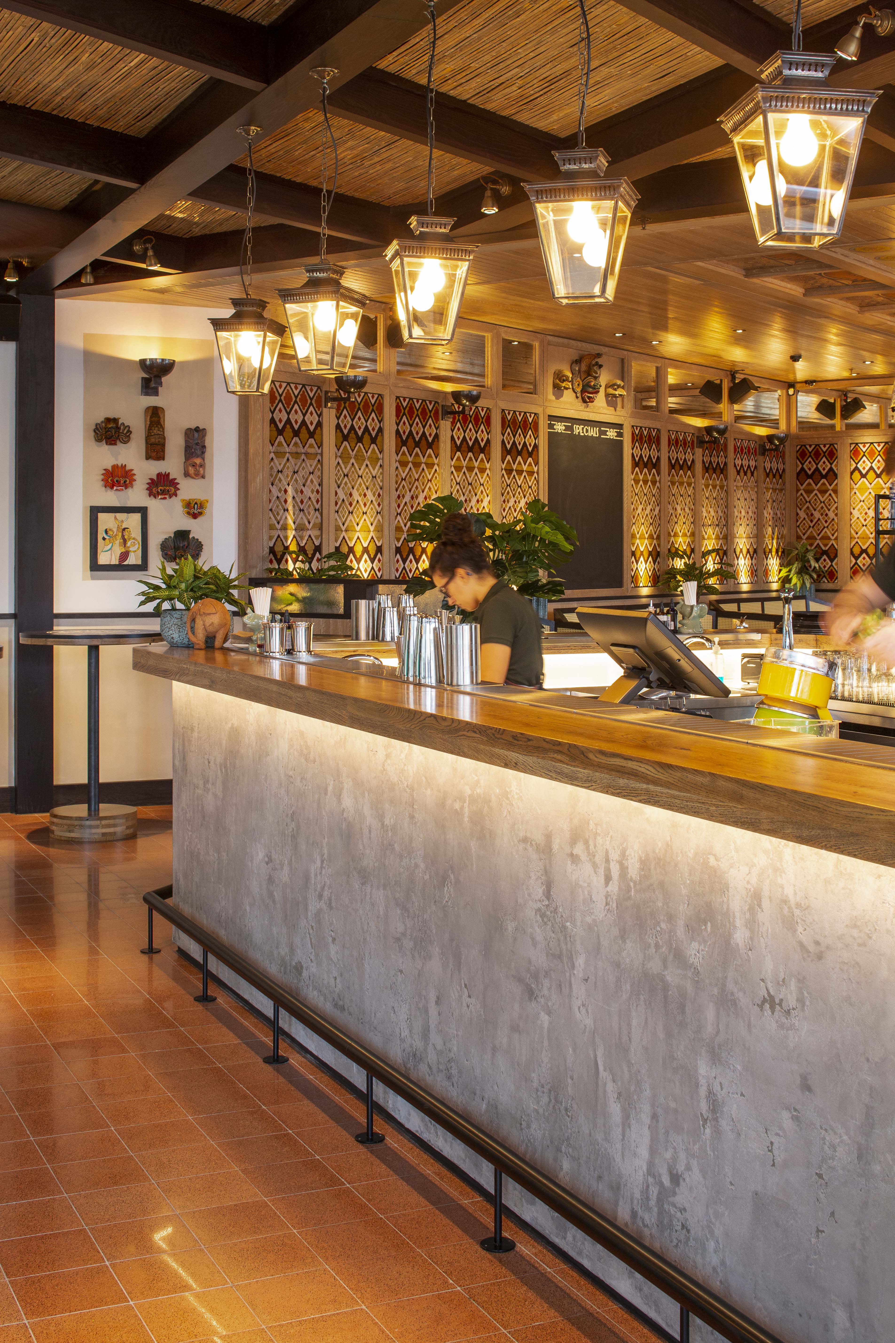 Vibrant bar in Hoppers King's Cross, ideal for networking events and casual meetings.
