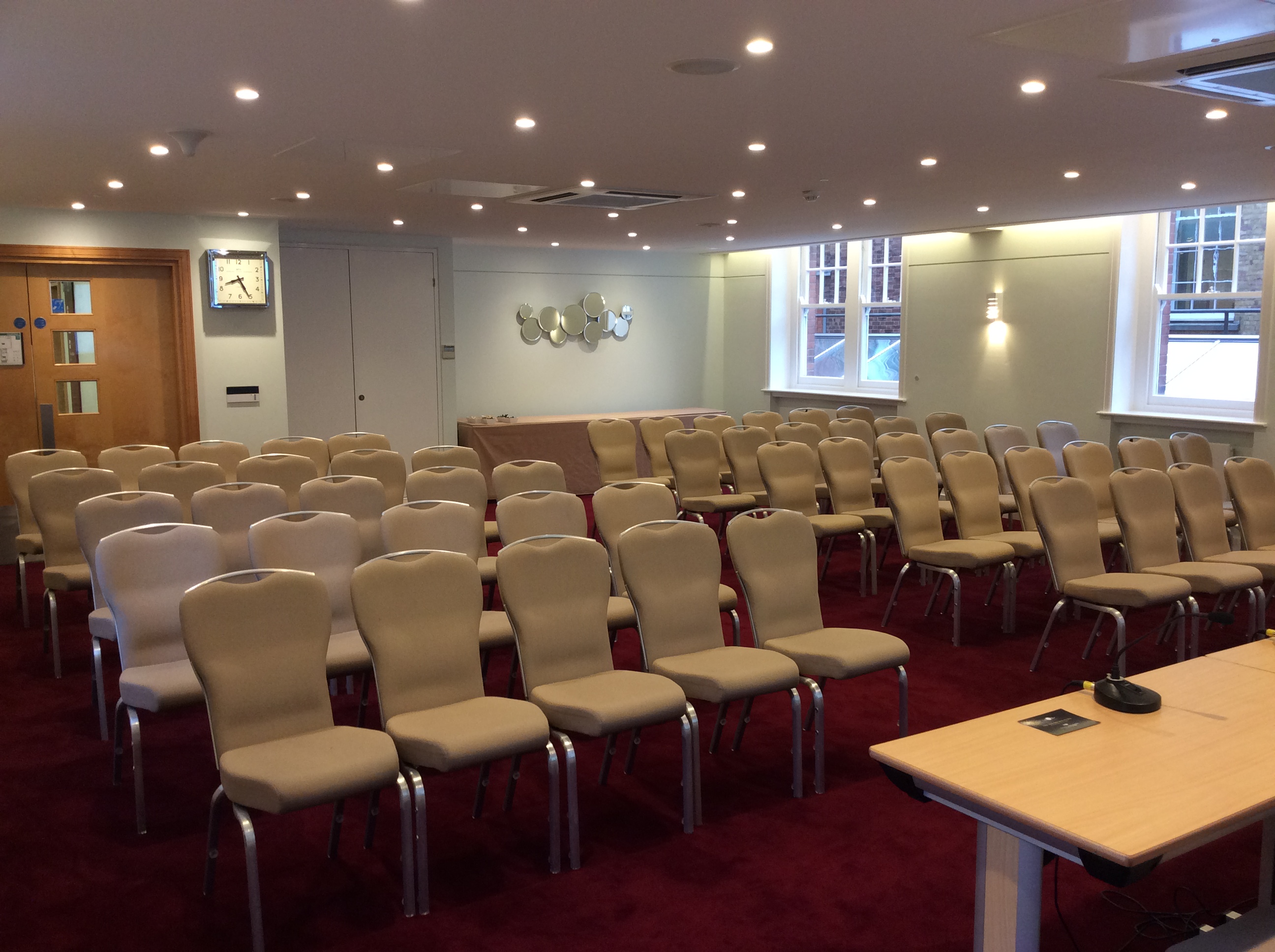 Maxwell Room at No.11 Cavendish Square, organized for a professional seminar.