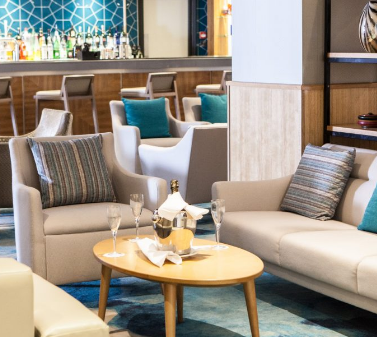 Grand Ballroom at Crowne Plaza Felbridge, elegant lounge for networking events and receptions.