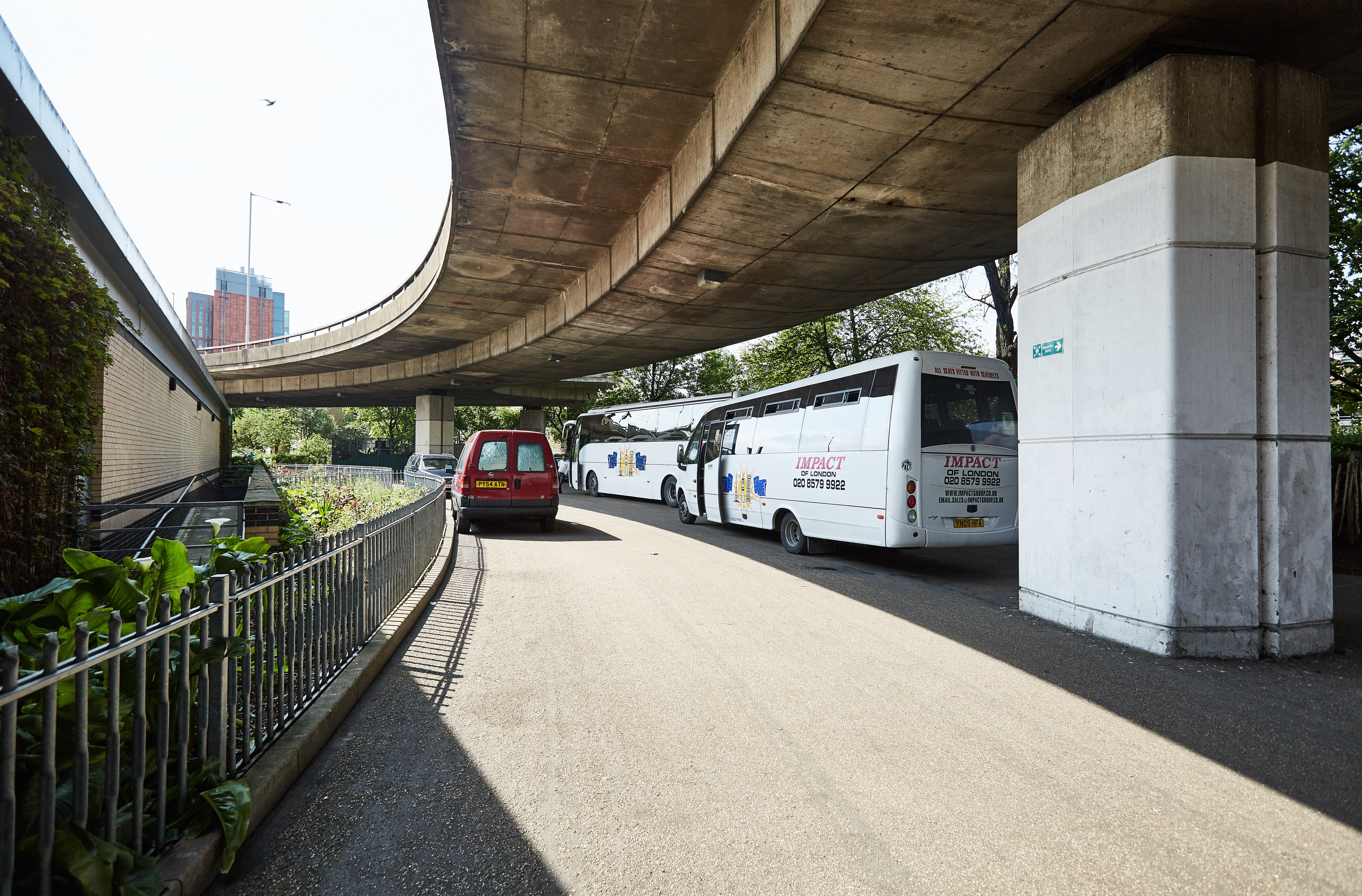 Unit Base Parking at Westway Sports & Fitness Centre with buses for event accessibility.
