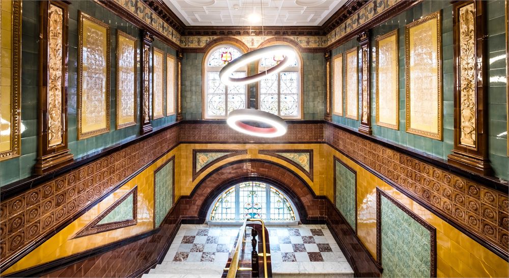 Stunning staircase in The Council Room, Hotel Indigo Durham for events and receptions.
