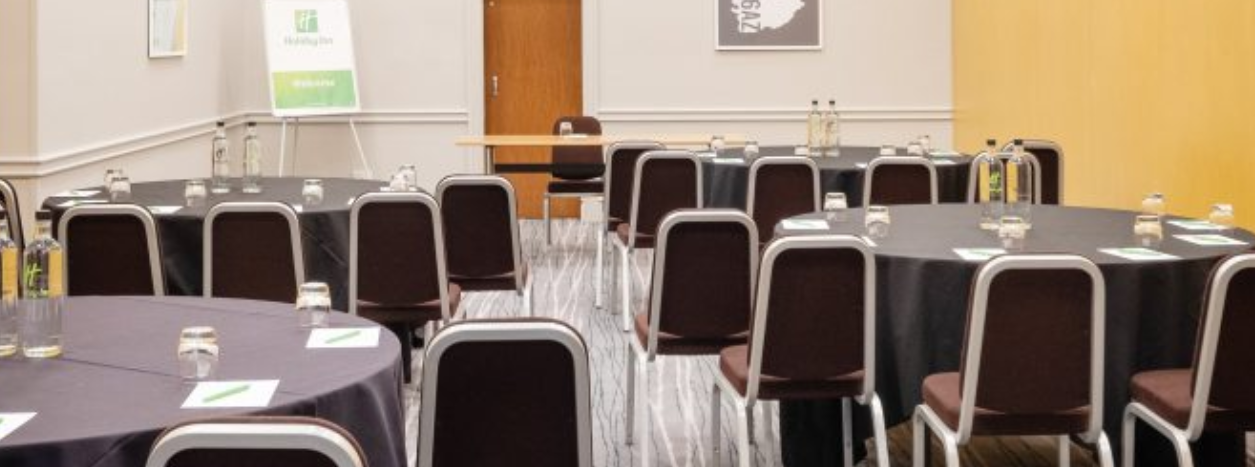 Hampshire Suite meeting room at Holiday Inn Farnborough, ready for professional events.