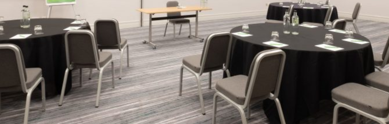 Hampshire Suite meeting setup at Holiday Inn Farnborough, ideal for workshops and gatherings.