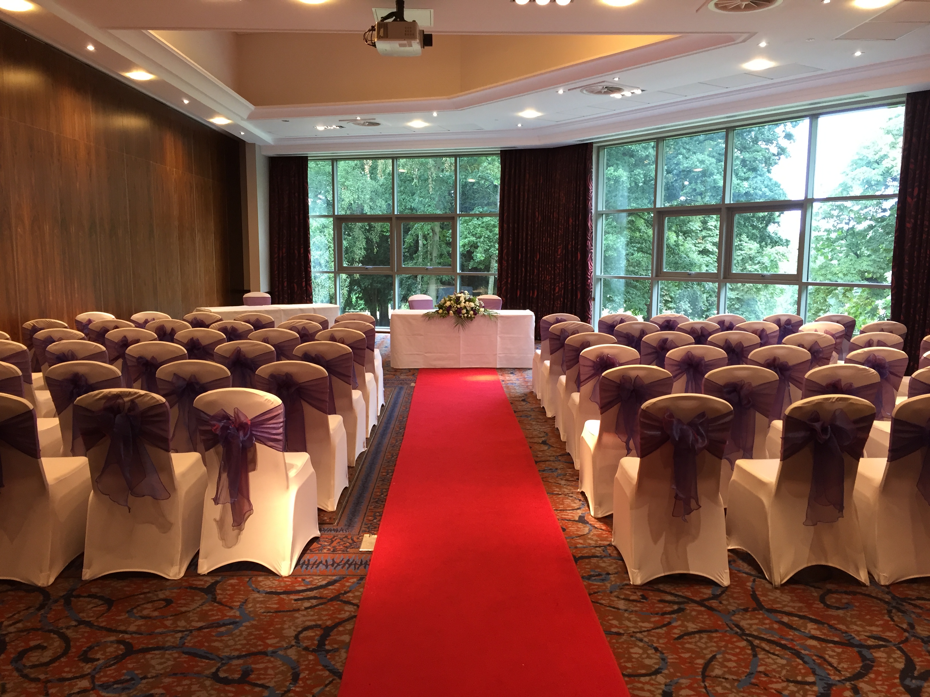 Park View Suite at Drayton Manor Hotel with elegant chairs, perfect for ceremonies and presentations.