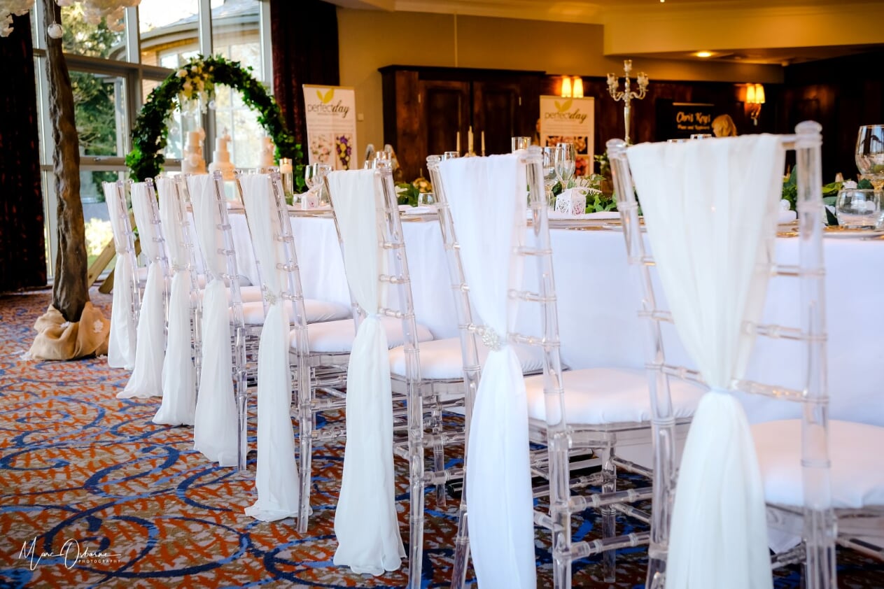 Park View Suite banquet setup with chiavari chairs, ideal for weddings and formal events.