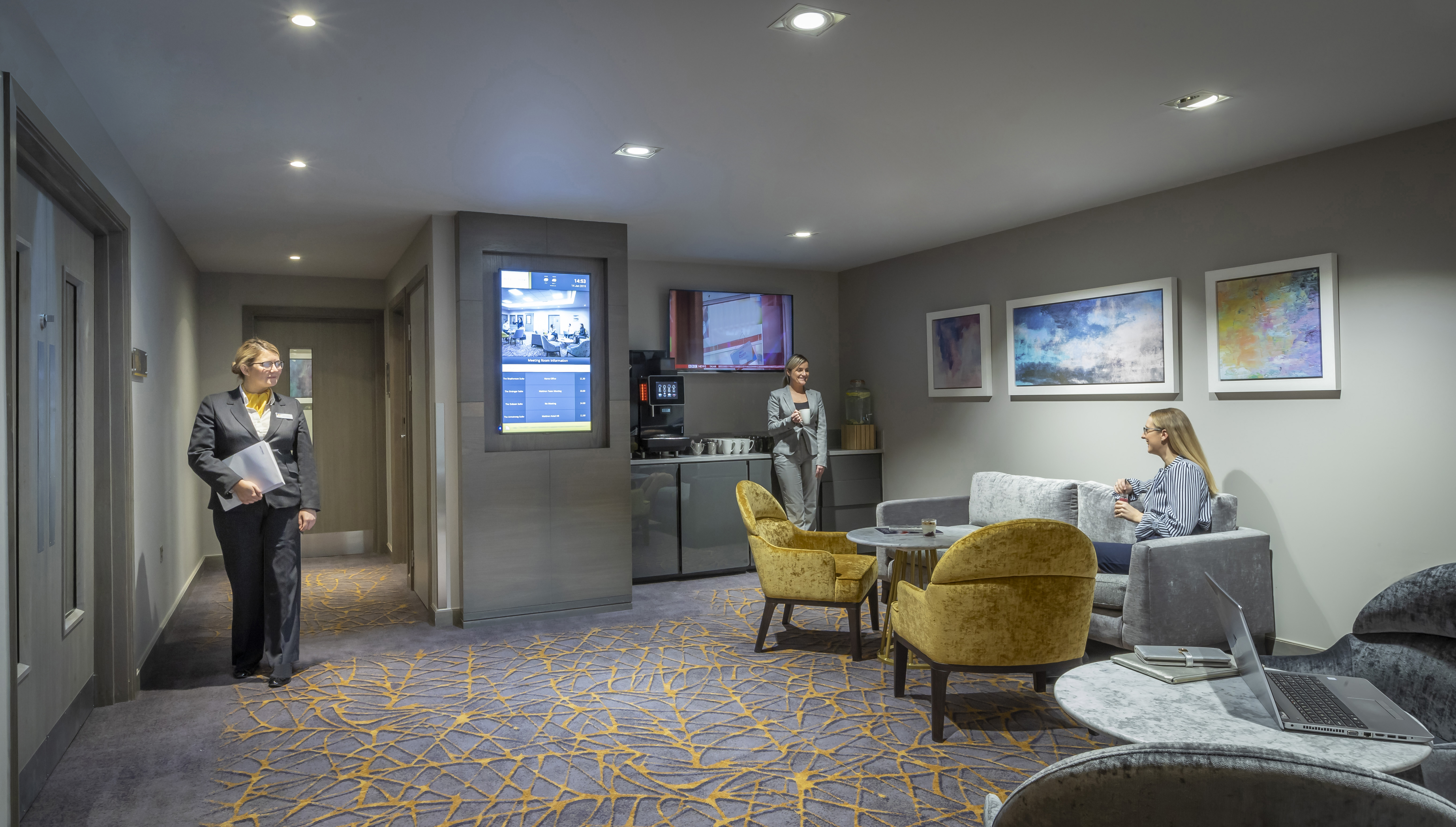 Grainger Suite at Maldron Hotel Newcastle, ideal for networking and meetings with modern decor.