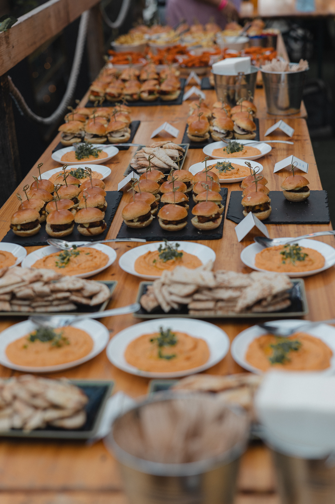Gourmet slider spread at Mary Read Boat, perfect for networking events in Hackney Wick.