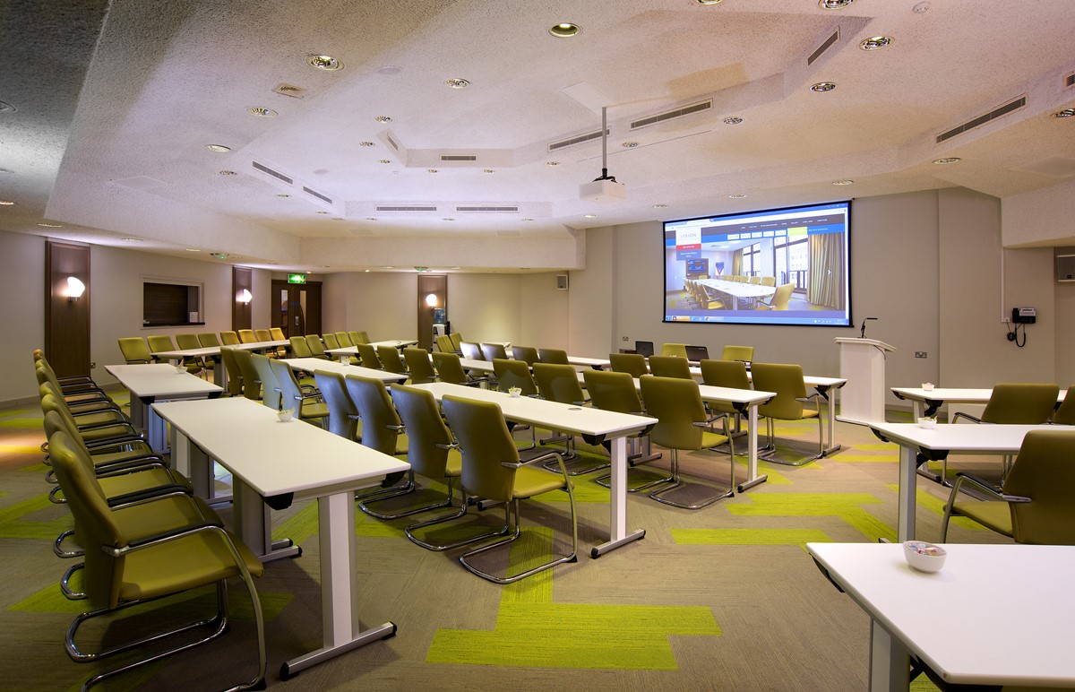 Modern meeting room in The View Hotel, Eastbourne, ideal for workshops and presentations.