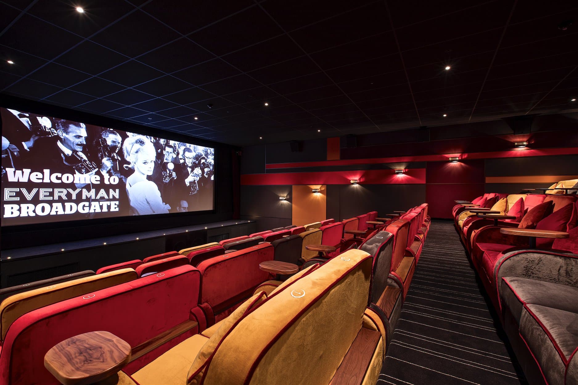 Stylish cinema screen with comfy seating for corporate events at Everyman Broadgate