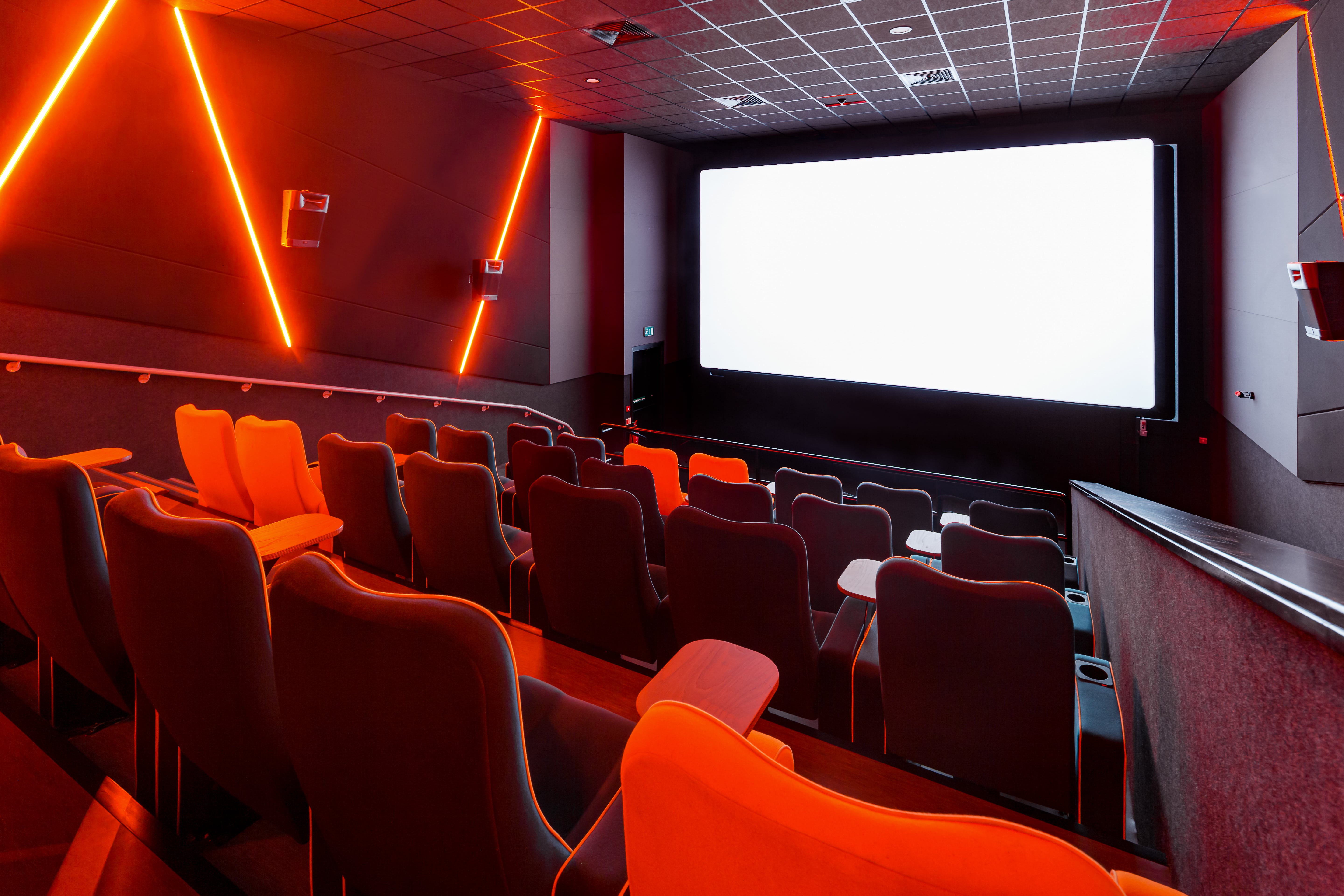 Modern cinema space with sleek seating for private screenings and corporate events.