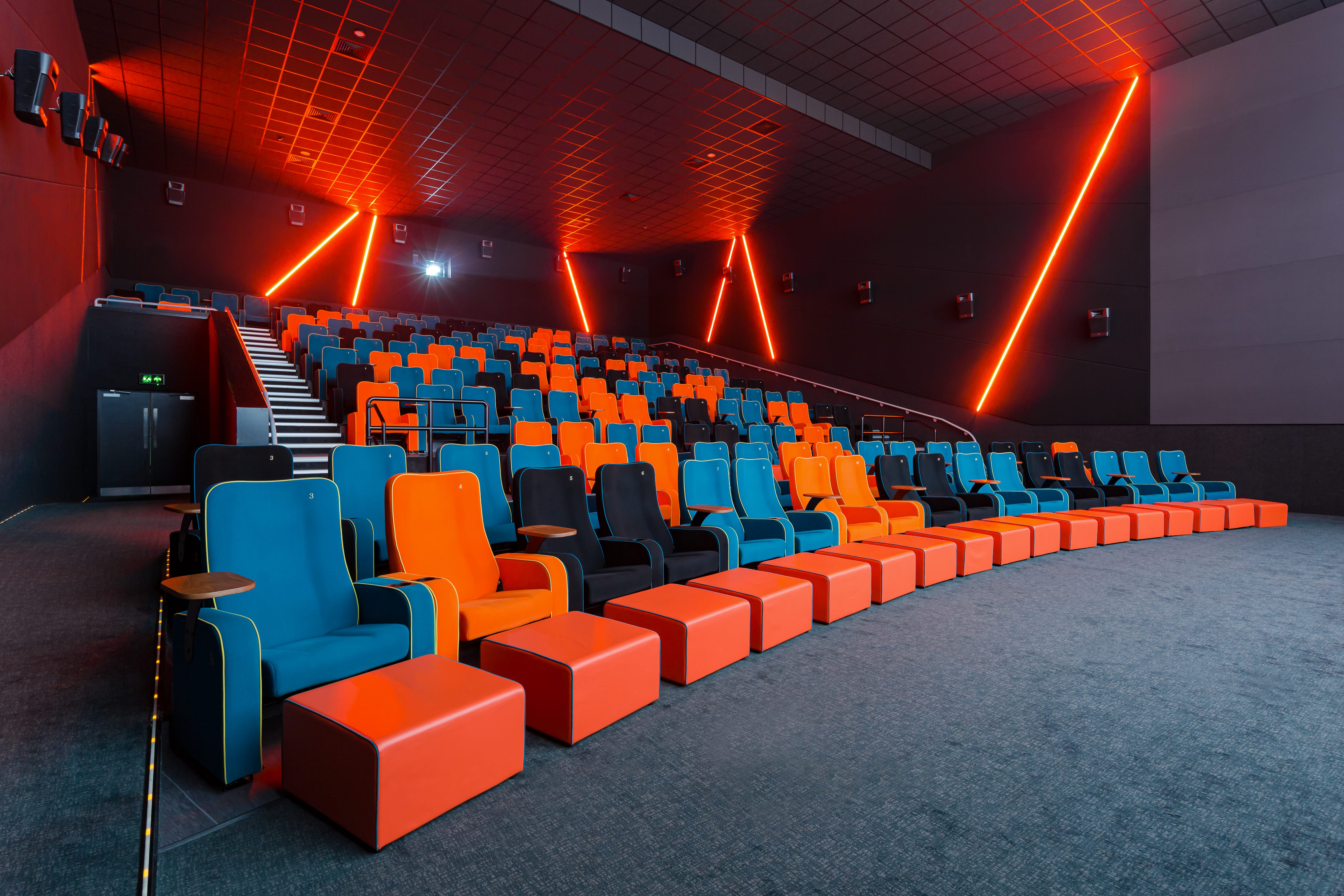 Modern auditorium with tiered seating at The Light Cinema Stockport for events and presentations.