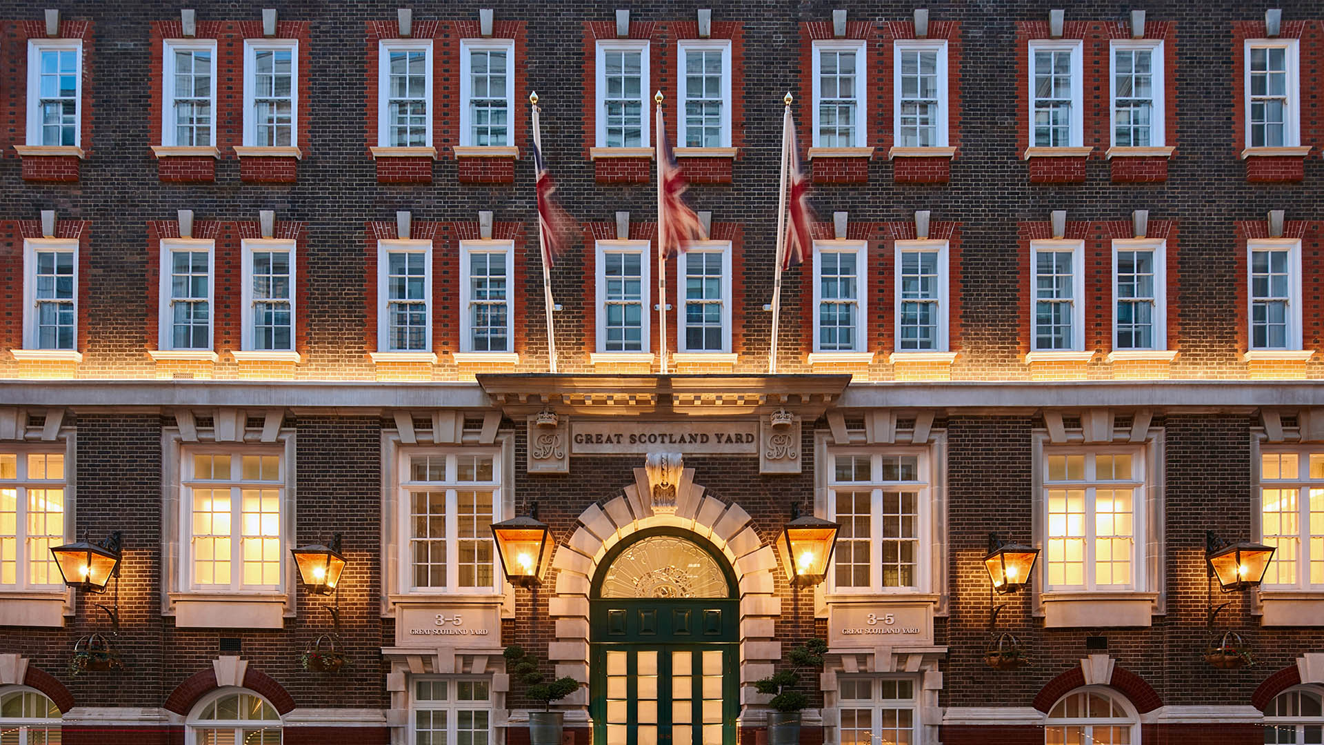 Elegant facade of Grace & Favour, Great Scotland Yard Hotel for upscale corporate events.