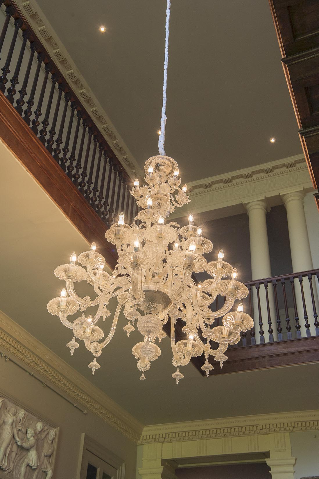 Elegant chandelier in Howsham Hall, perfect for weddings and upscale events.