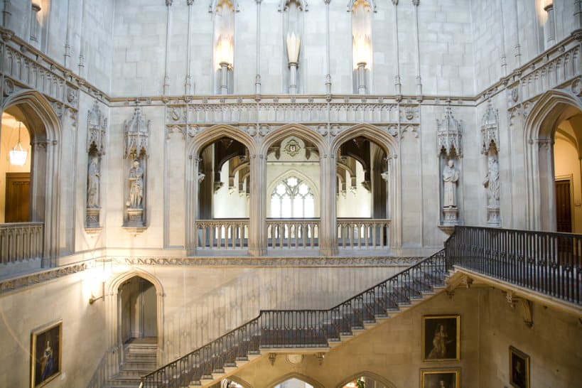 Grand Hall at Ashridge House, elegant staircase, perfect for receptions and events.