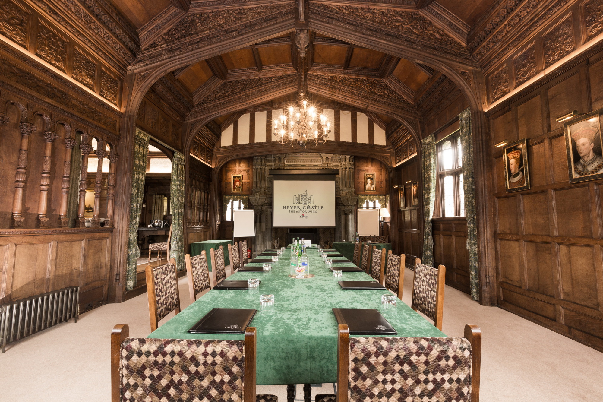 Astor Wing meeting room at Hever Castle, featuring elegant wood paneling for corporate events.