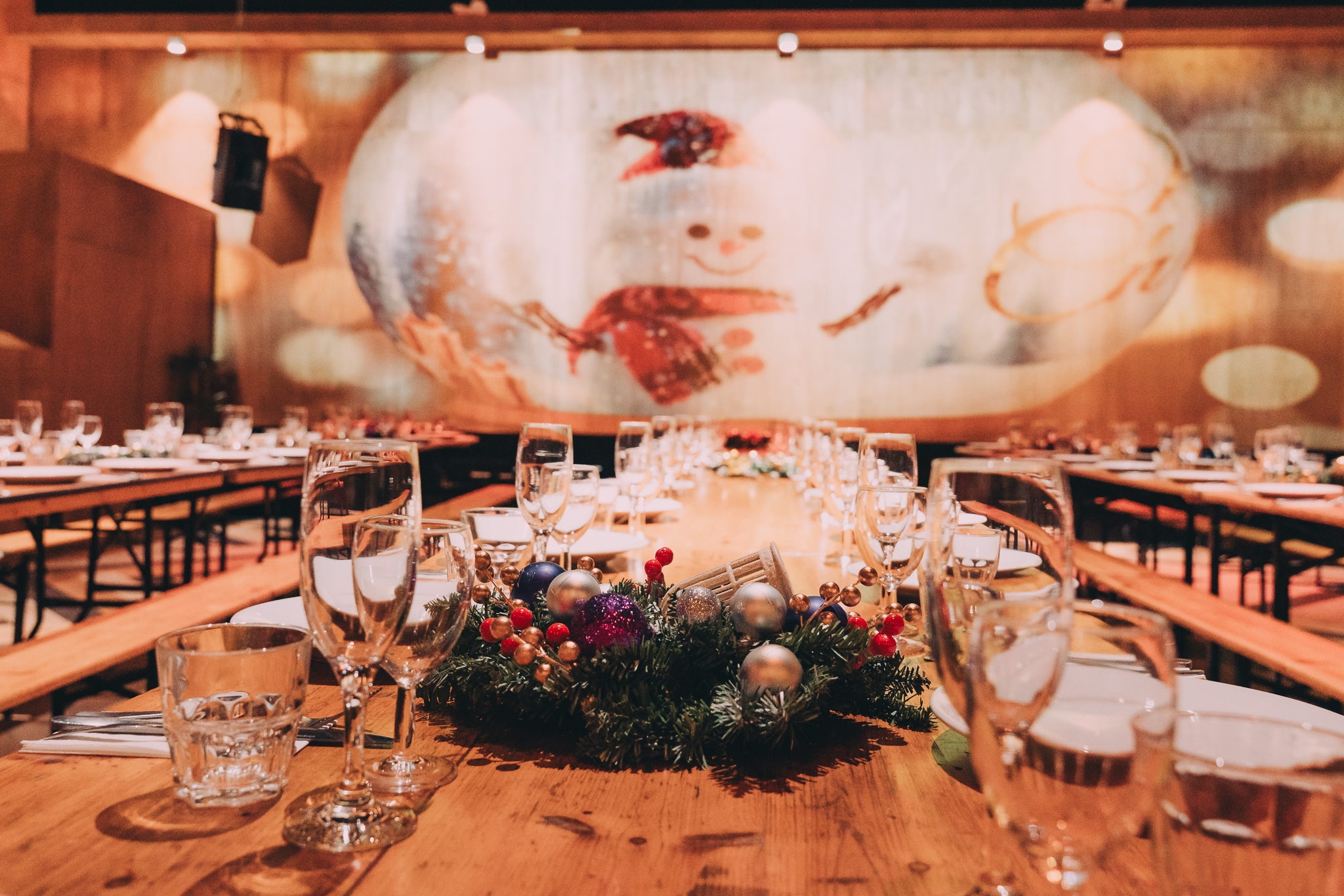 Elegant Christmas dining setup at No90 Hackney Wick, perfect for festive events.