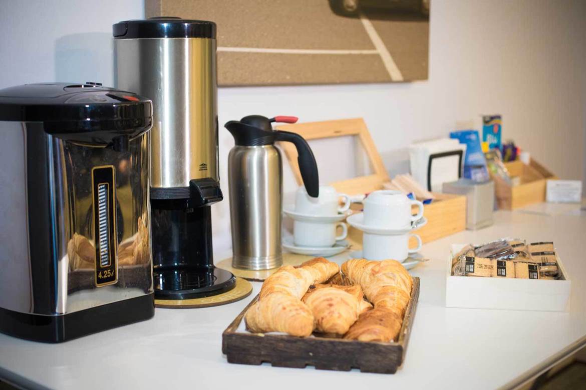 Norfolk Suite refreshment station with coffee, pastries for meetings and events.