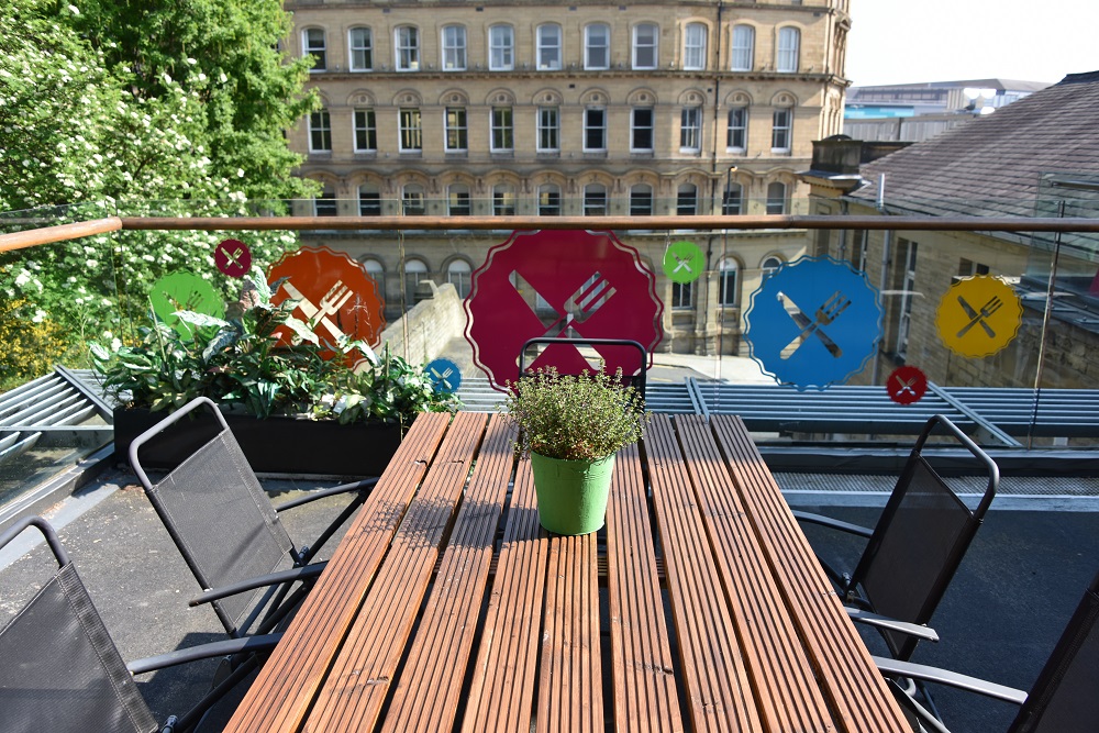 Rooftop Cafe at Kala Sangam: stylish outdoor space for networking and team-building events.