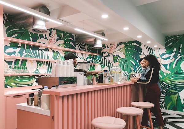 Vibrant tropical café in Bel Air, Huckletree Ancoats for networking events and meetings.