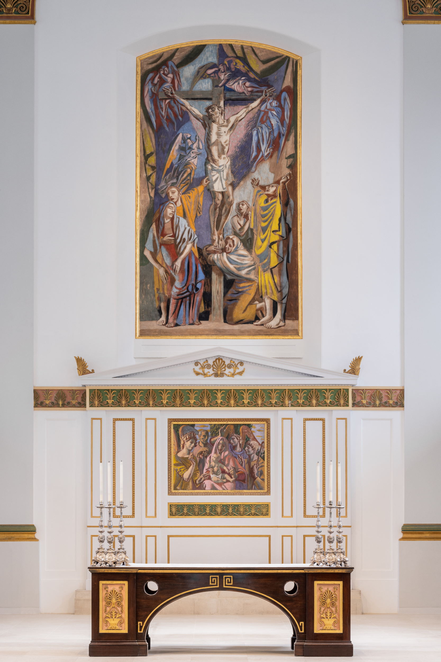 St John's Church Waterloo nave with grand murals, ideal for elegant receptions and corporate events.