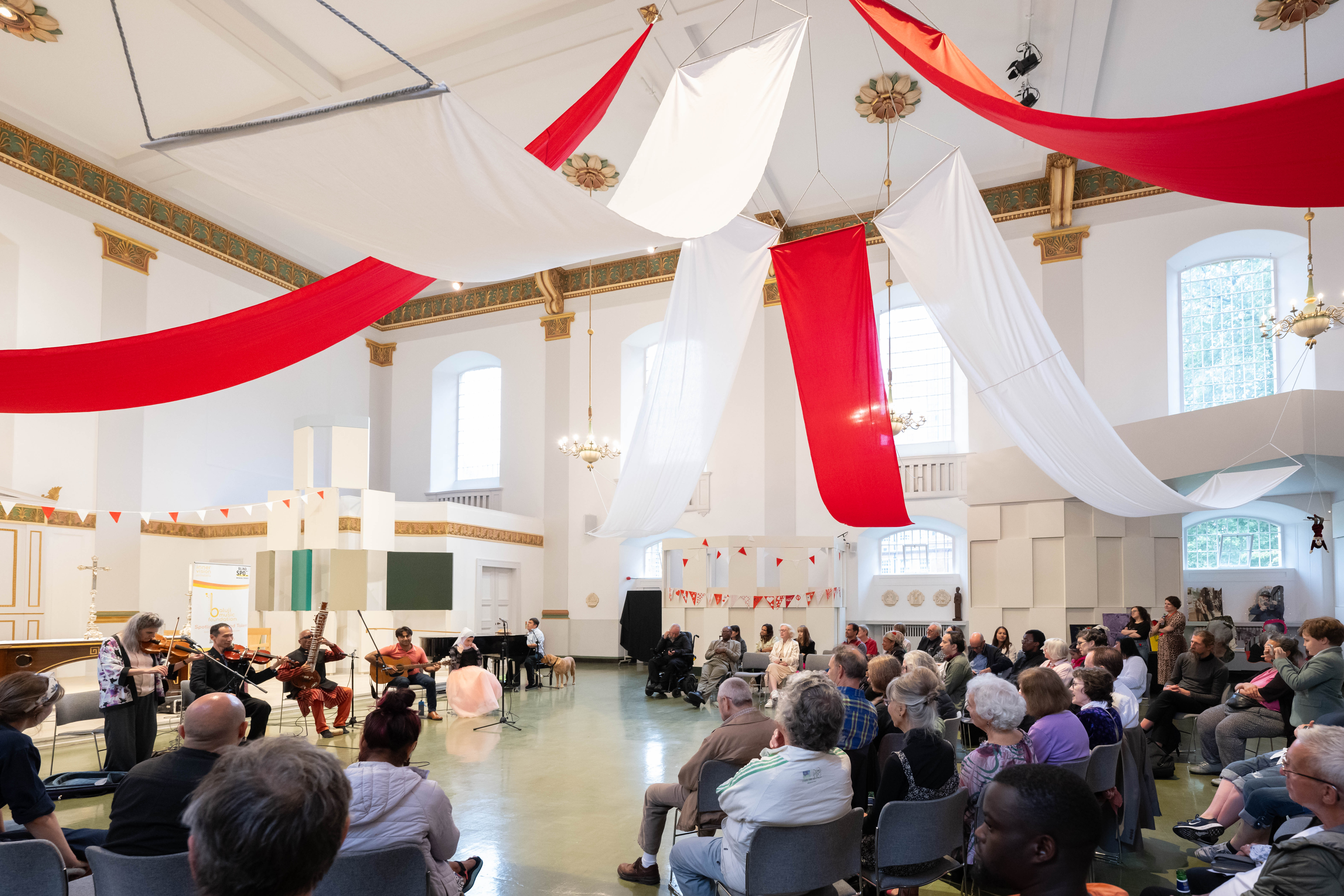 Elegant St John's Church Nave, ideal for musical performances and community events.