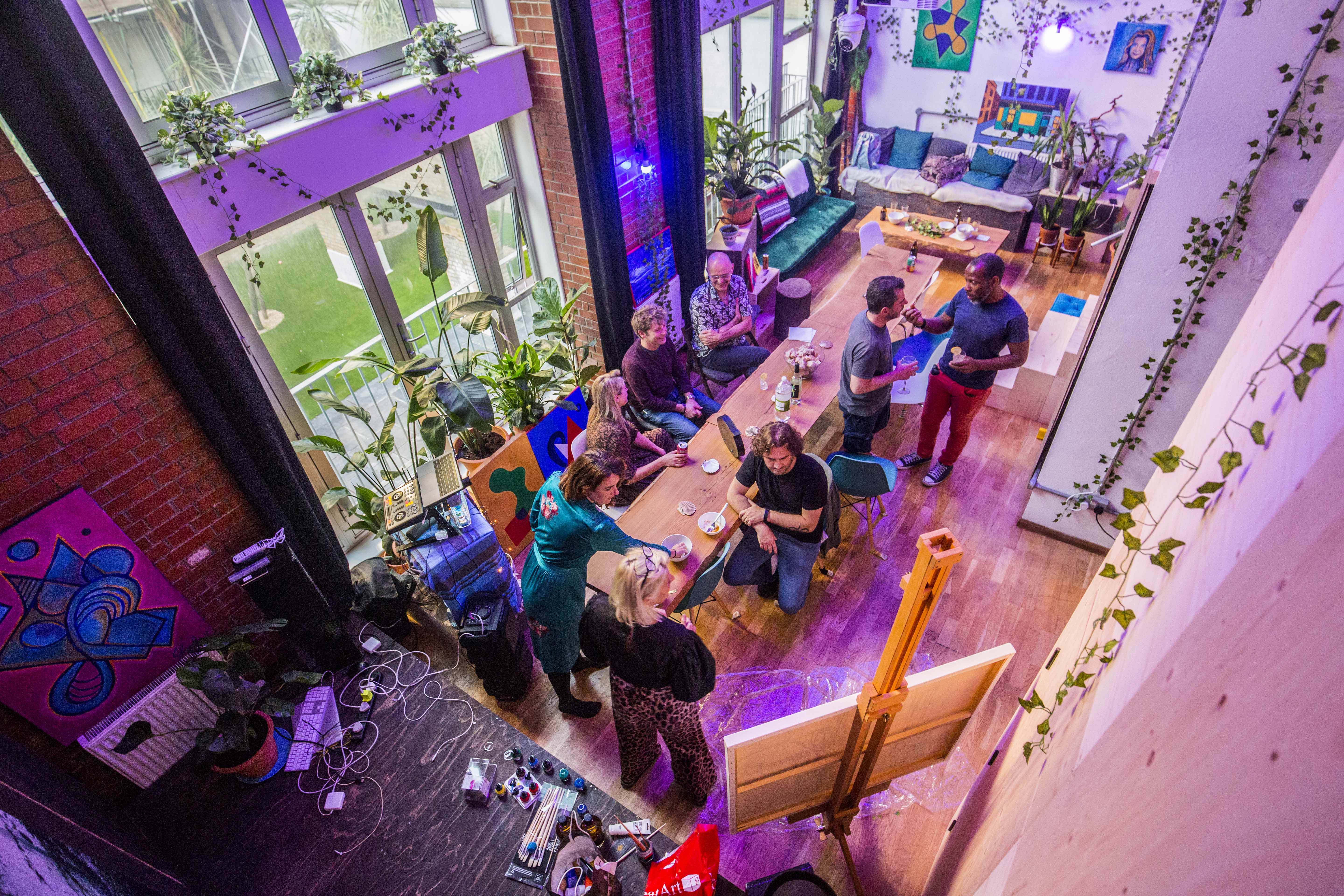 Vibrant creative space on Kingsland Road for informal meetings and team-building events.
