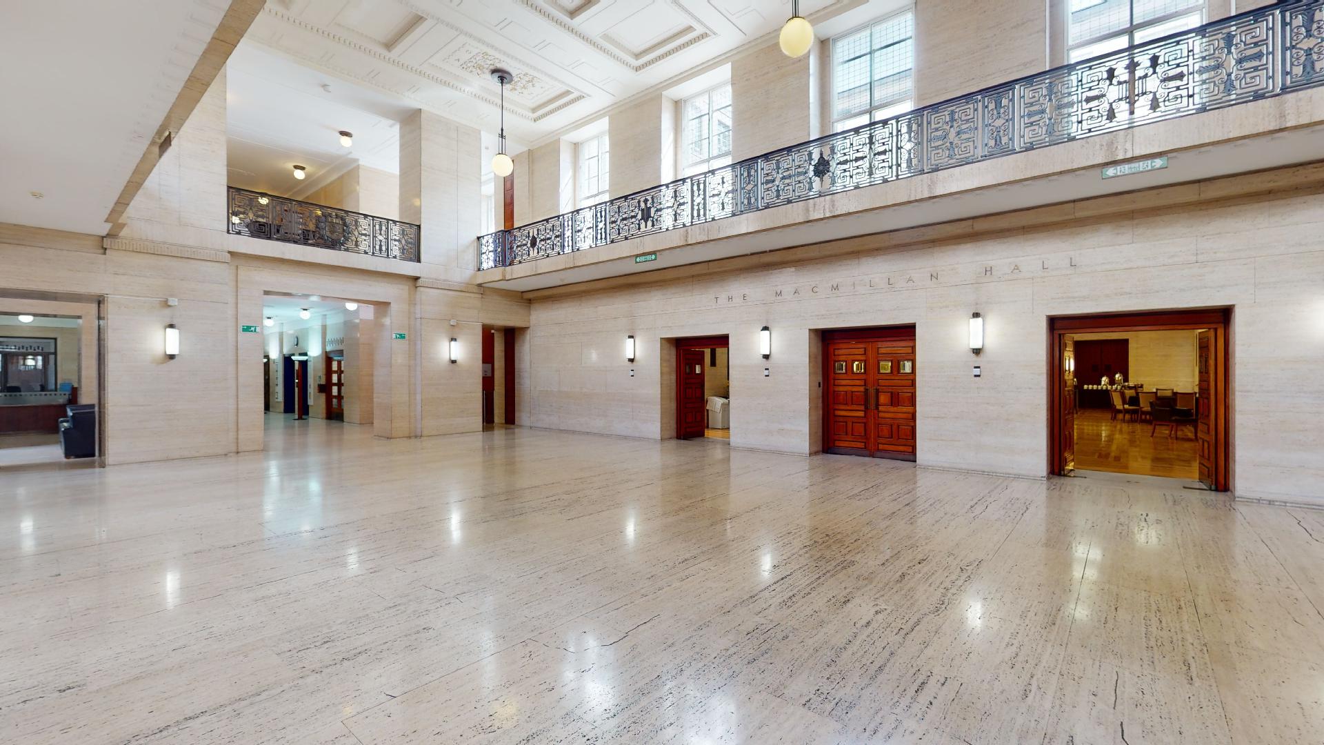 Spacious Crush Hall lobby at University of London, perfect for events and networking.