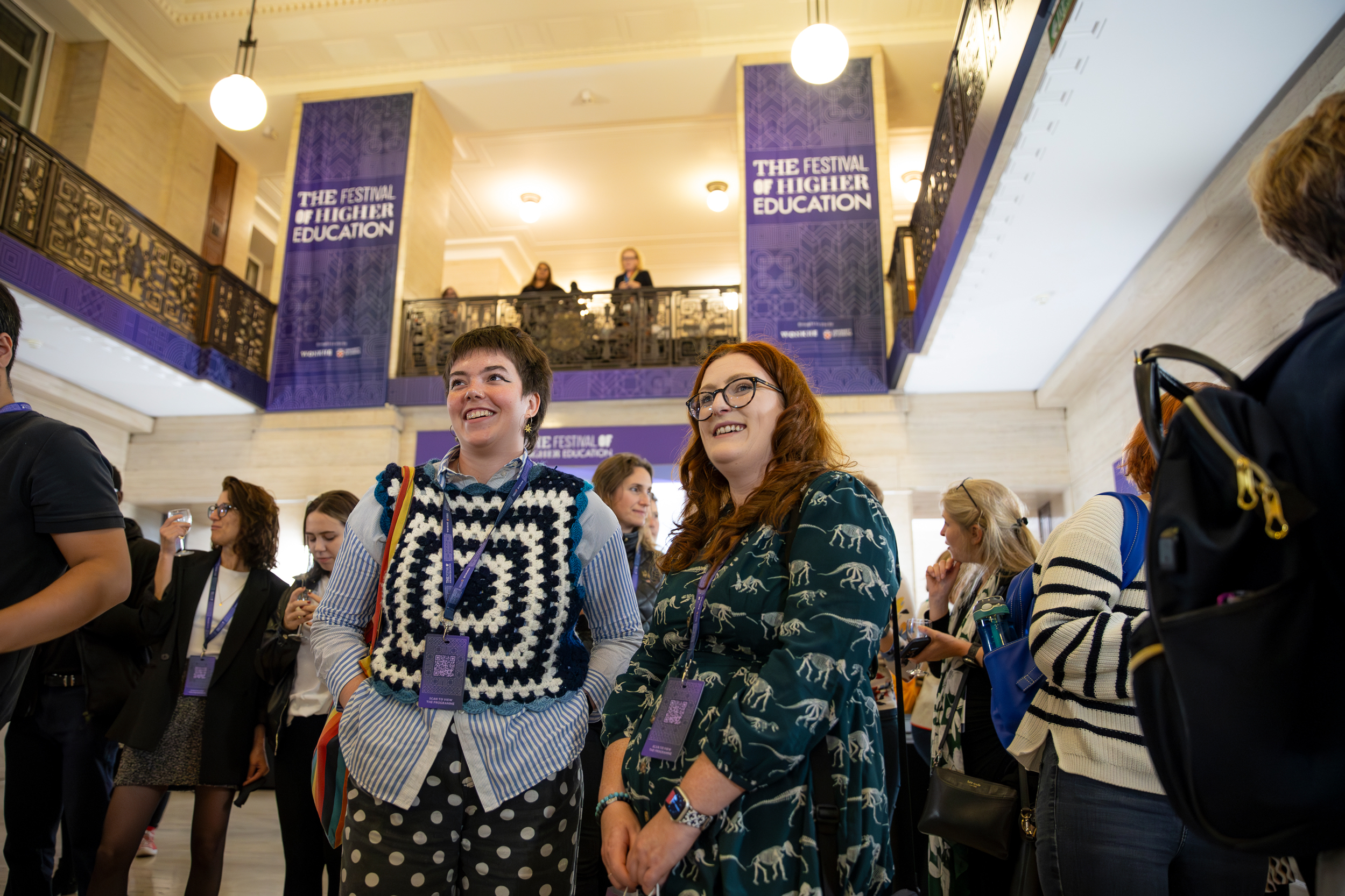 Vibrant networking event at Crush Hall, University of London, promoting higher education.