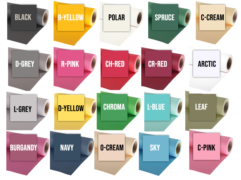 Vibrant color swatches for event branding in Infinity Cove Photography Studio.