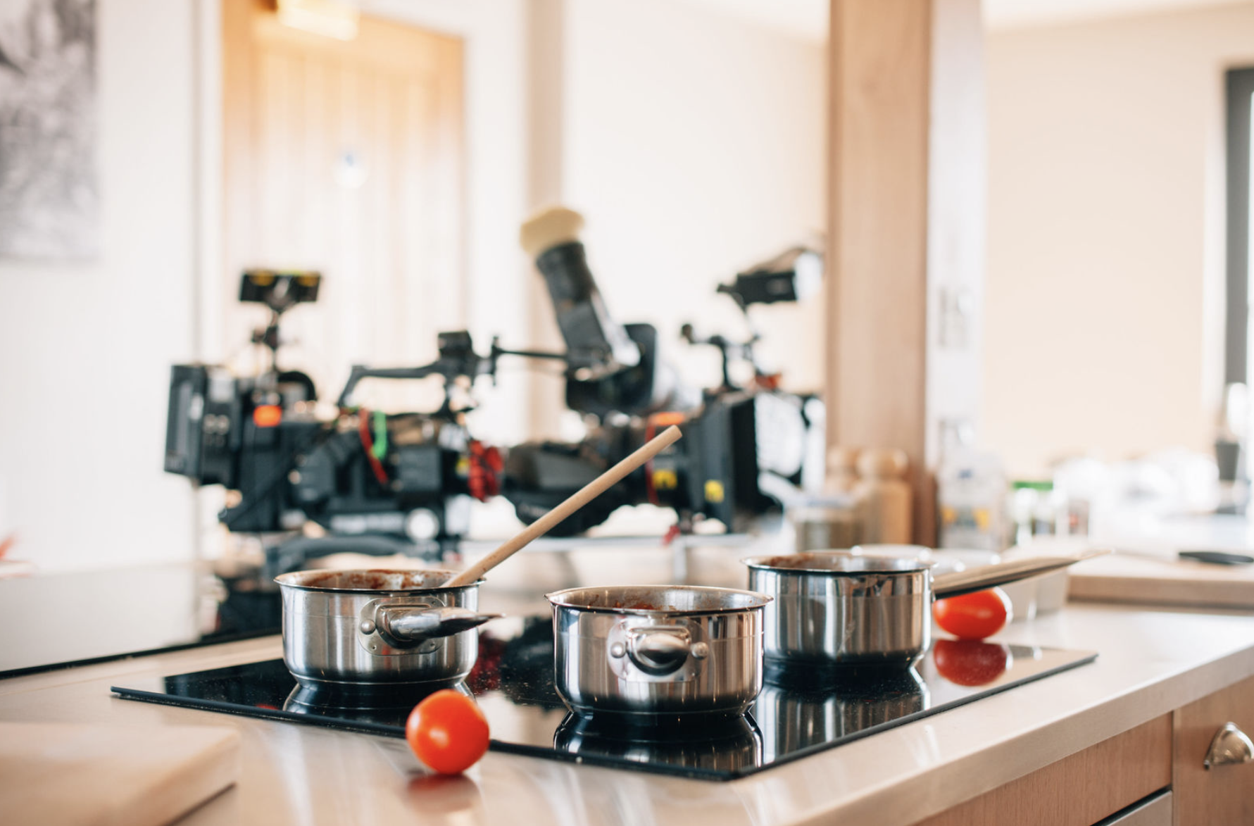 Modern kitchen at The Farm Stratford for interactive cooking classes and demonstrations.
