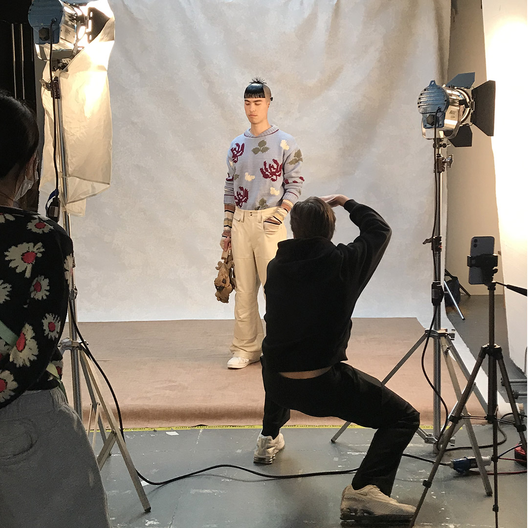 Creative photoshoot in Anomalous Space with stylish model, ideal for fashion events.