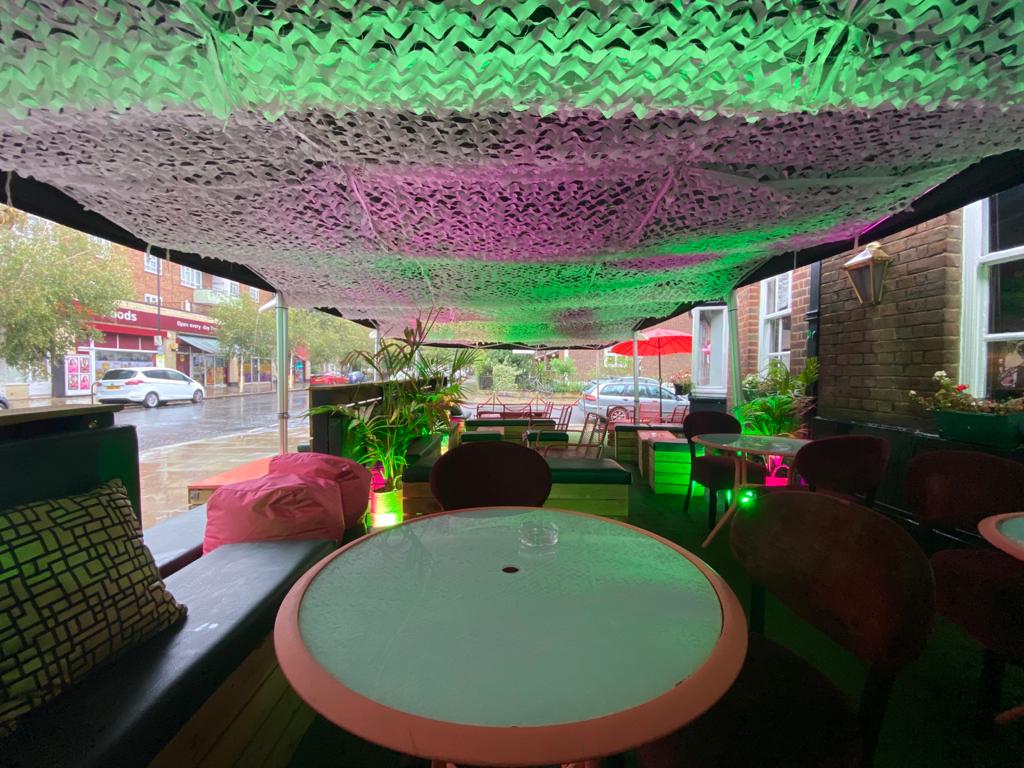 Cozy Winter Terrace at Biddy Mulligan's, perfect for gatherings and meetings.