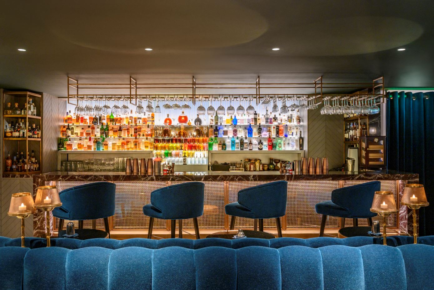 Stylish St James Bar at Sofitel London, ideal for cocktail receptions and networking events.