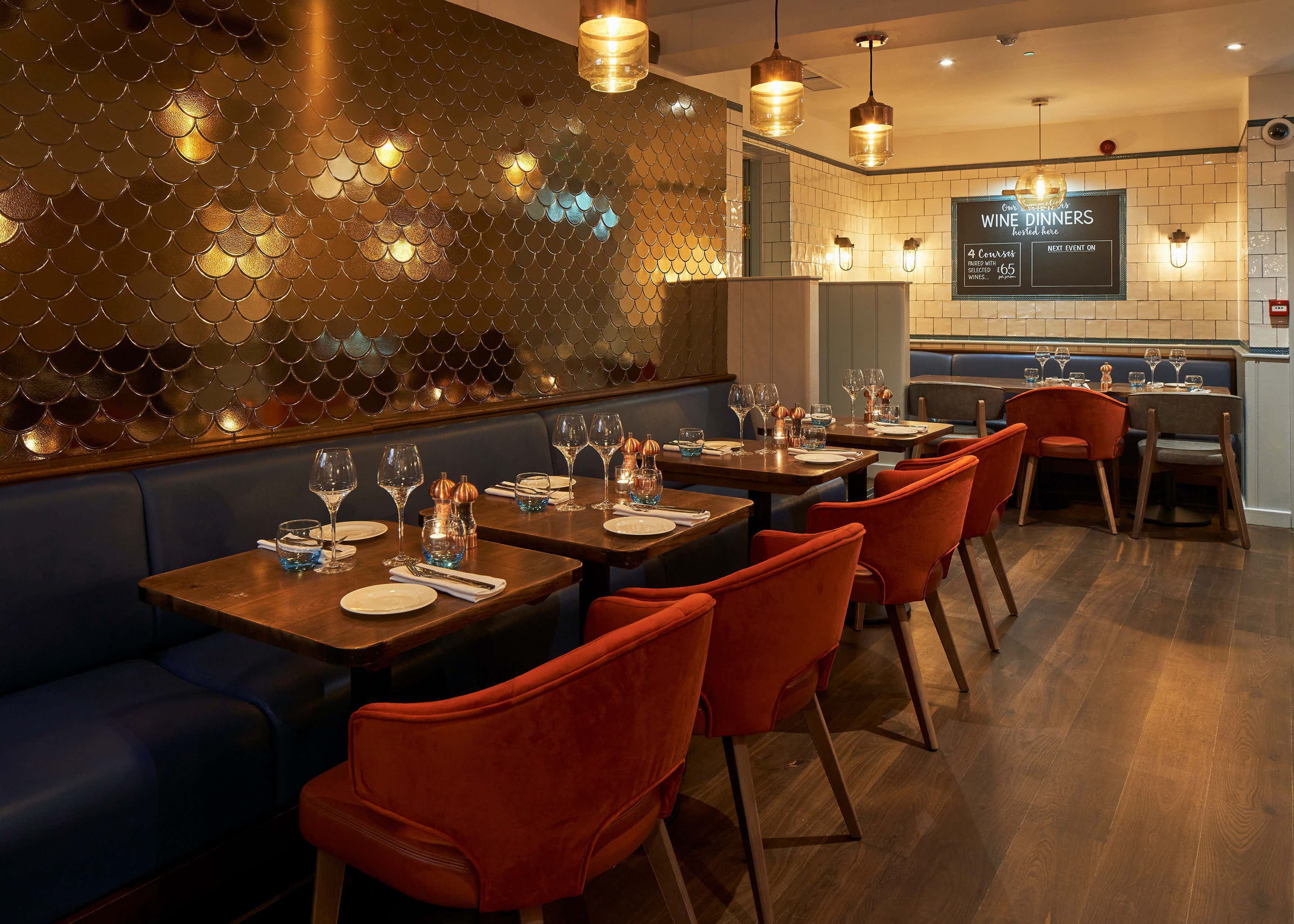 Stylish private dining at The Cove, Fishworks Covent Garden for events and gatherings.