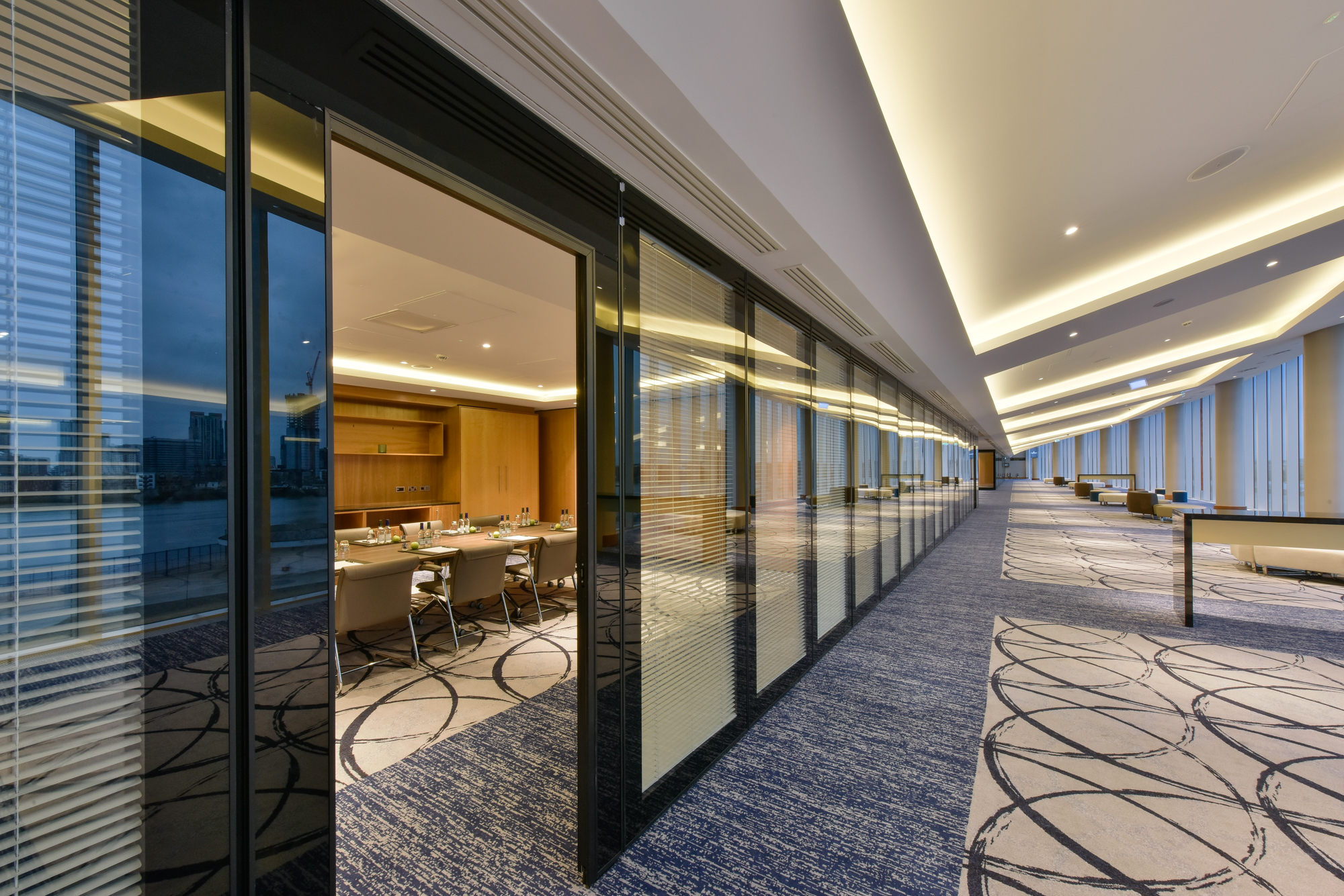 Modern meeting space at Riverview Suites, ideal for corporate events and conferences.