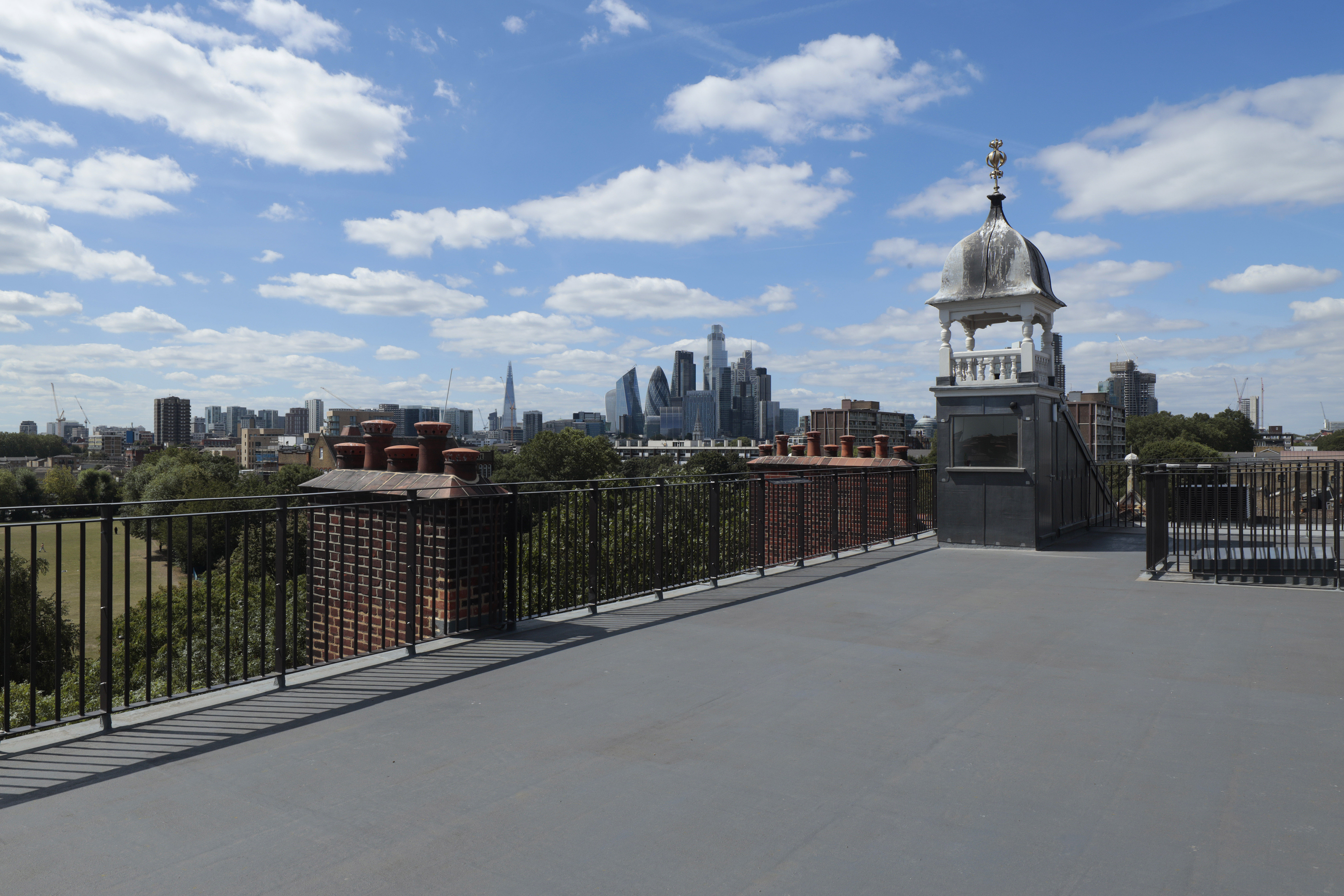 Rooftop terrace at Oxford House with city skyline view, ideal for events and receptions.