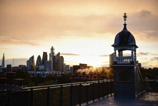 Rooftop terrace at sunset, ideal for upscale events and gala dinners in Oxford House.