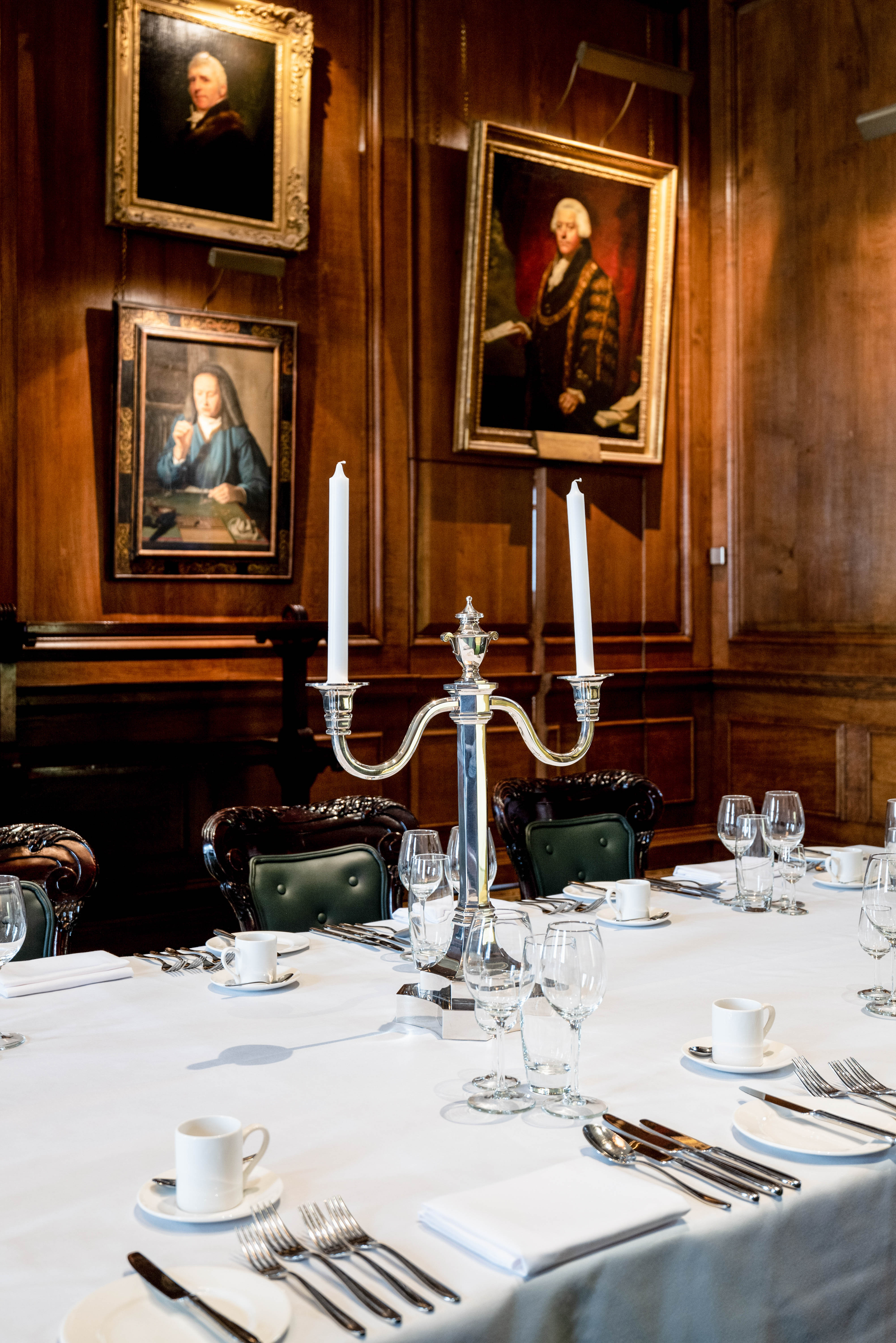 Elegant Luncheon Room at Goldsmiths' Hall, ideal for formal events and meetings.