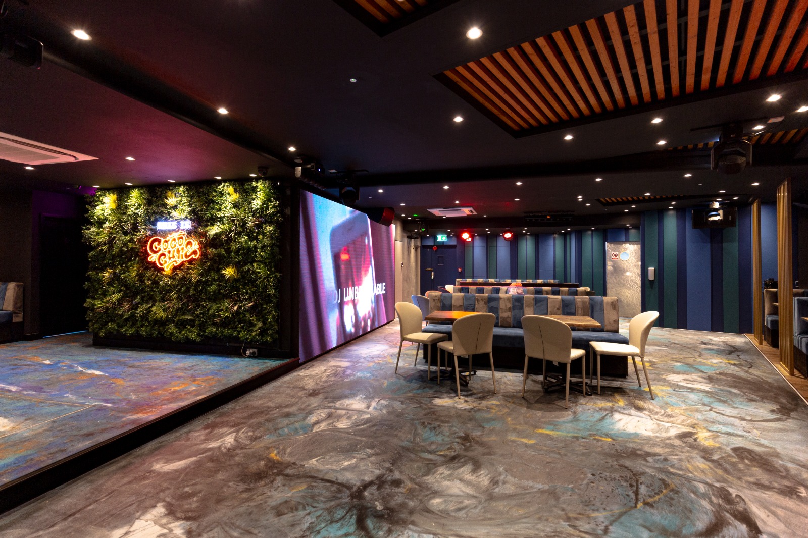Modern event space in Cococure with vibrant decor for versatile venue hire.