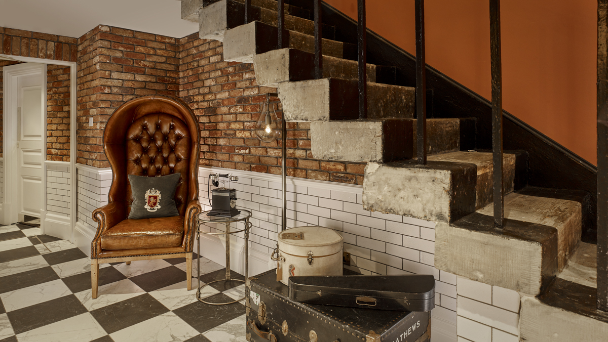 Stylish entryway of The Residence, Holmes Hotel London, perfect for creative meetings.